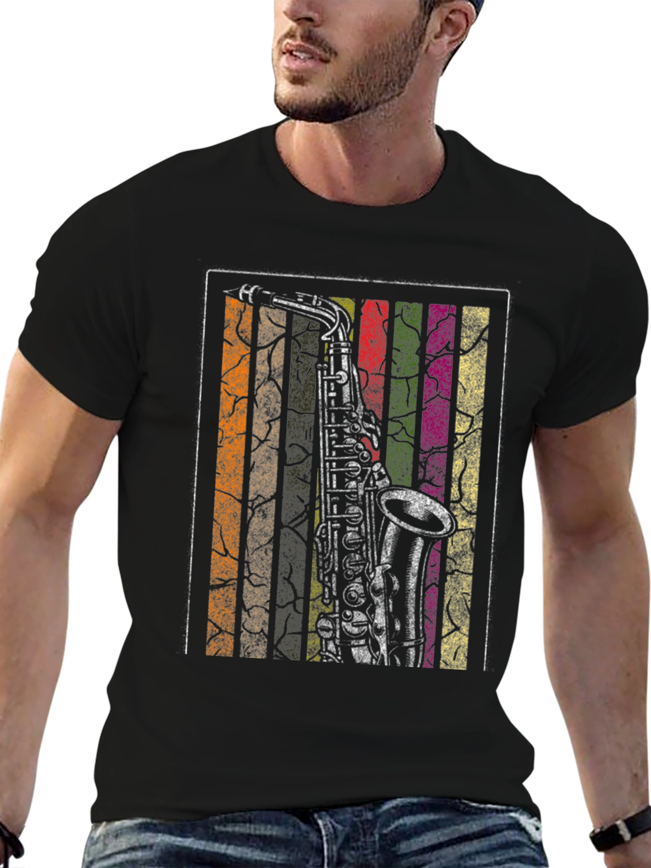 Vintage Saxophone Graphic Tee - Music Lover Shirt