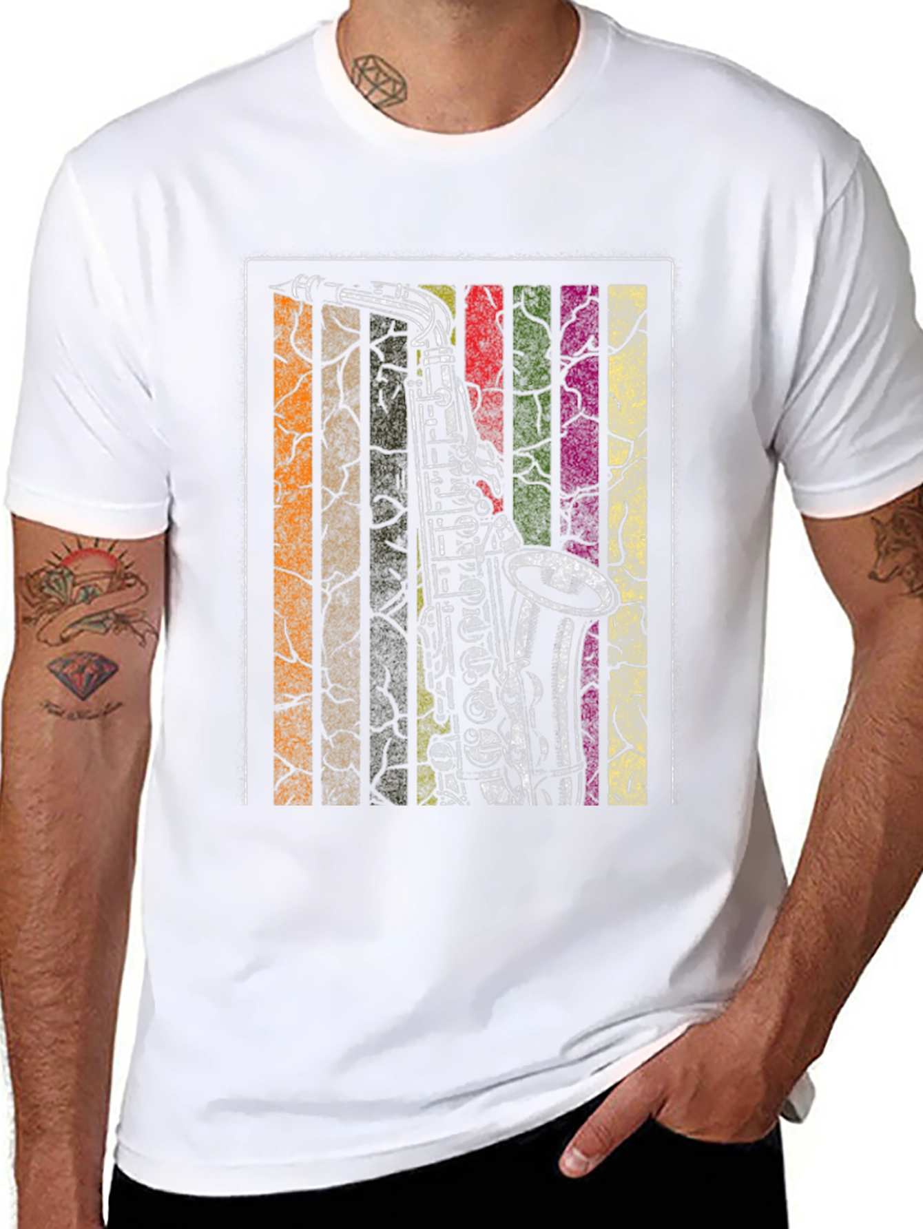 Vintage Saxophone Graphic Tee - Music Lover Shirt