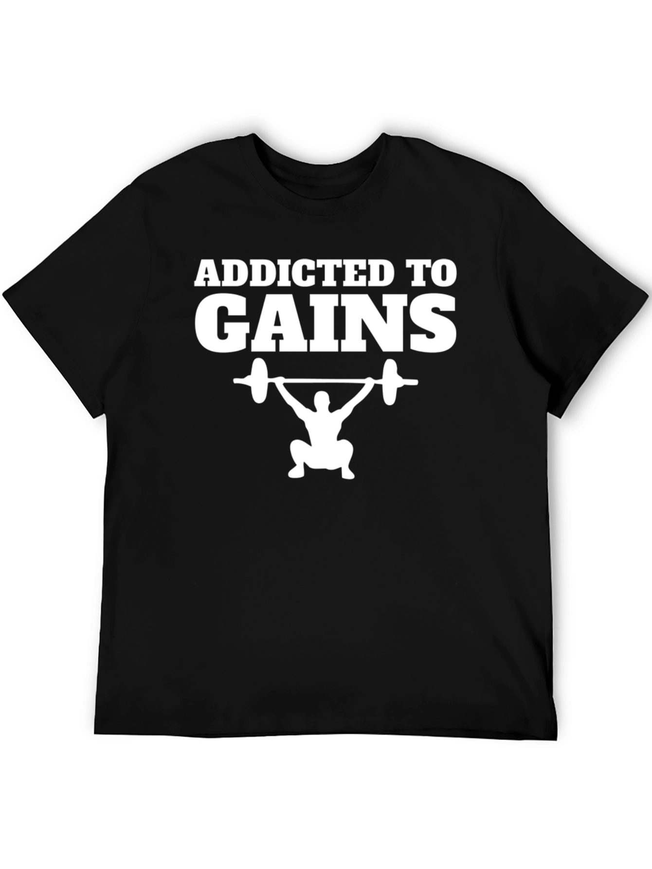 Addicted to Gains Mens Black T-Shirt Weightlifting Gym