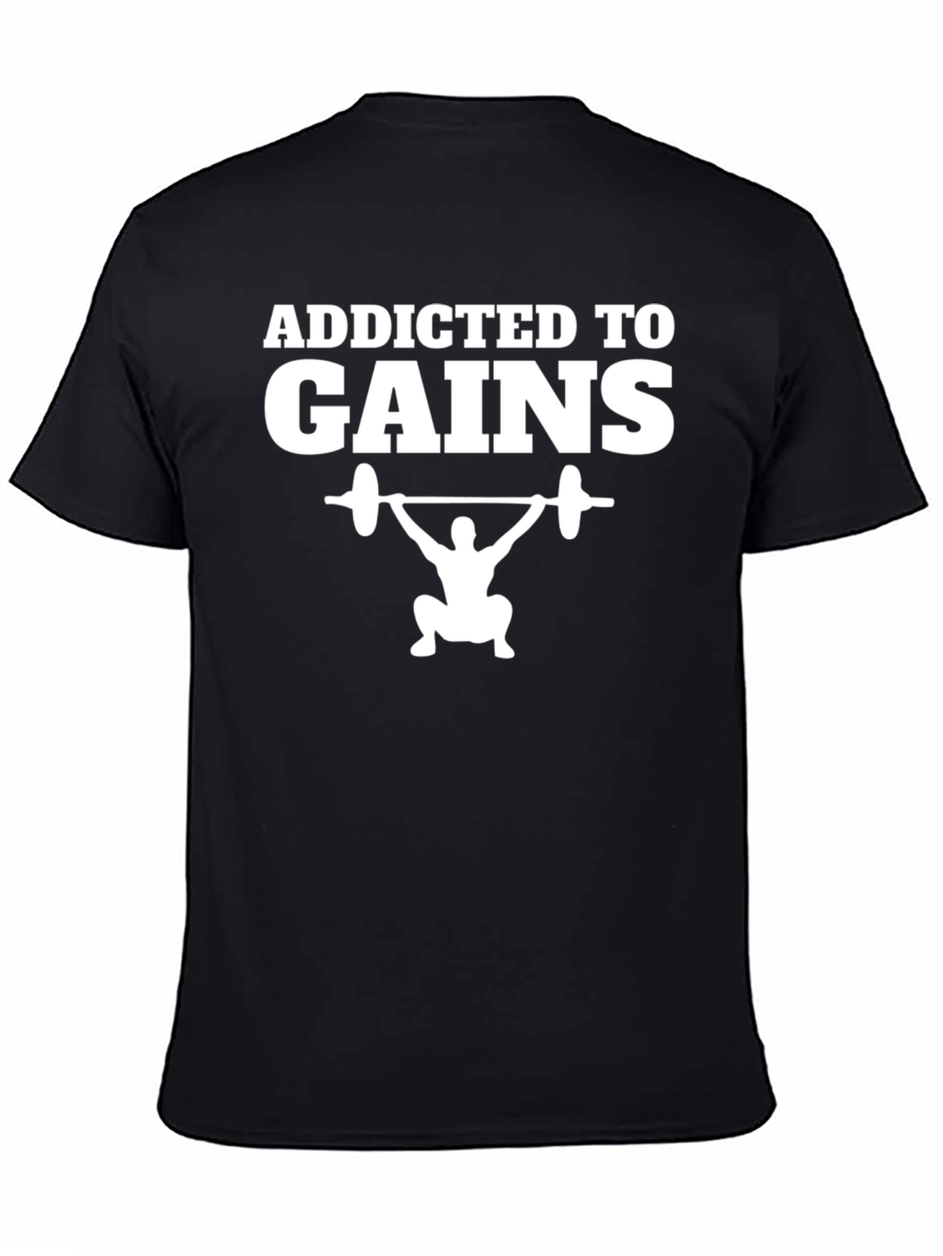 Addicted to Gains Mens Black T-Shirt Weightlifting Gym