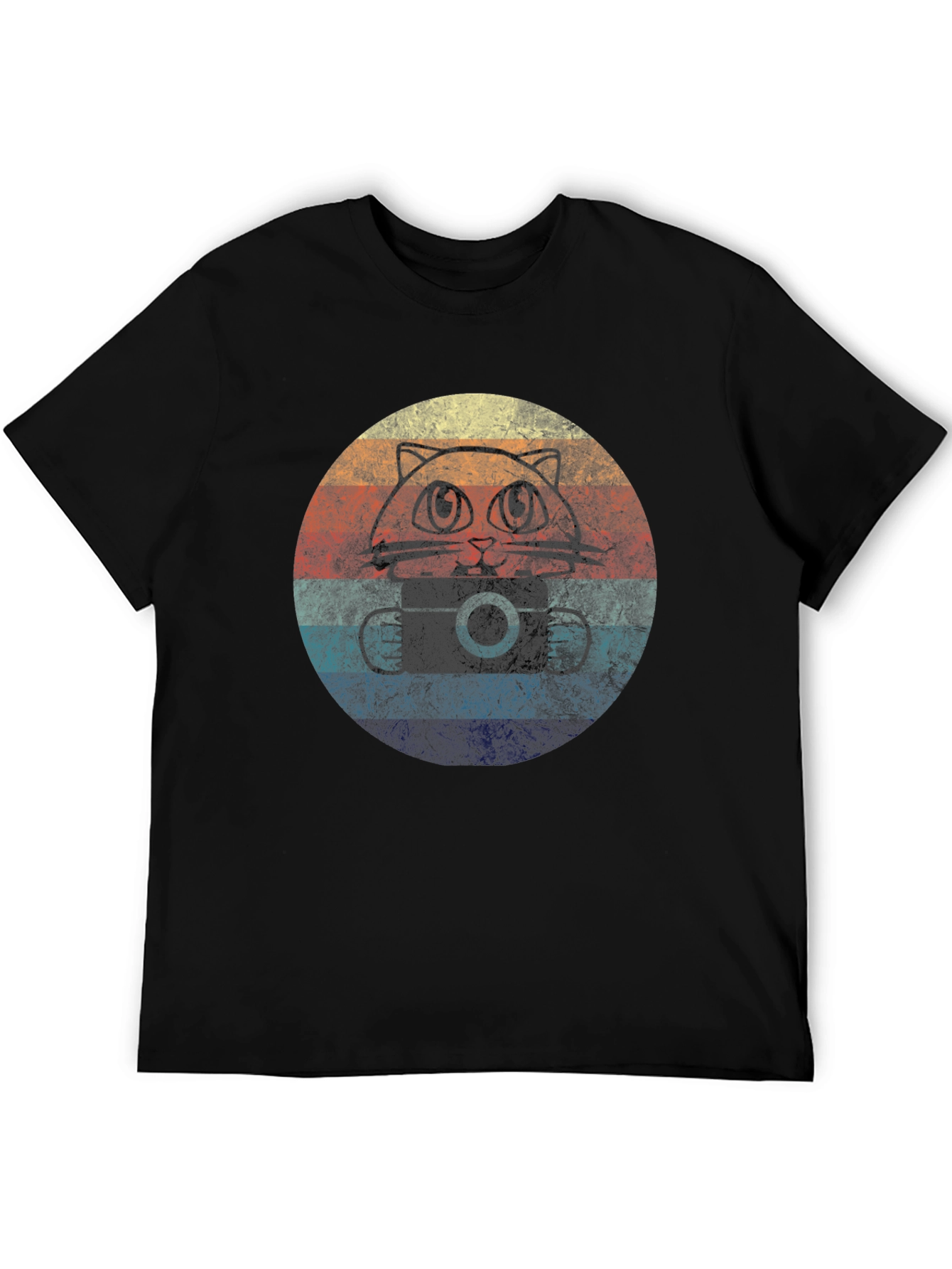 Retro Cat Camera T-Shirt - Vintage Style Tee