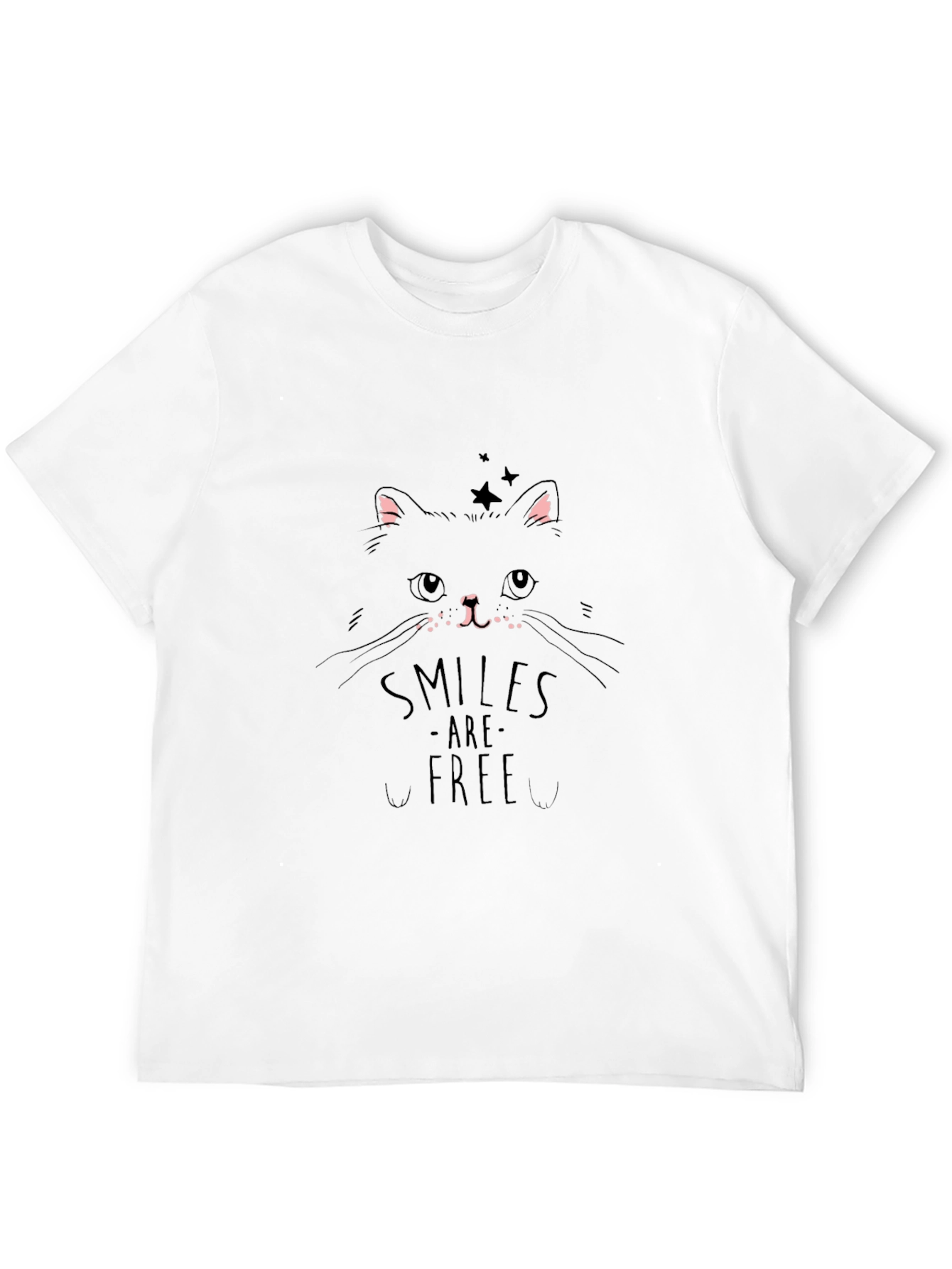 Smiles Are Free Cat Graphic T-Shirt