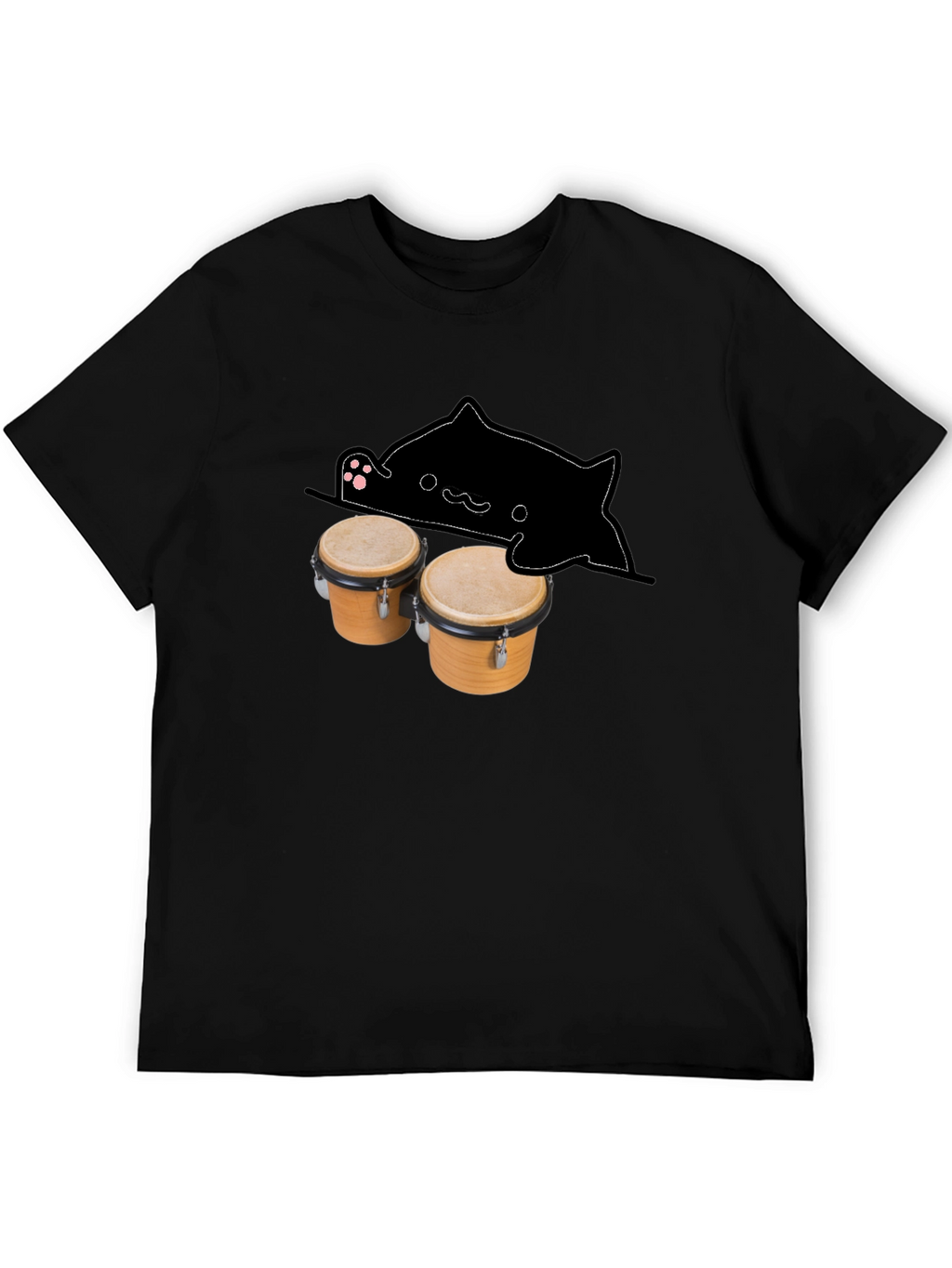 Bongo Cat Black T-Shirt - Musician Tee