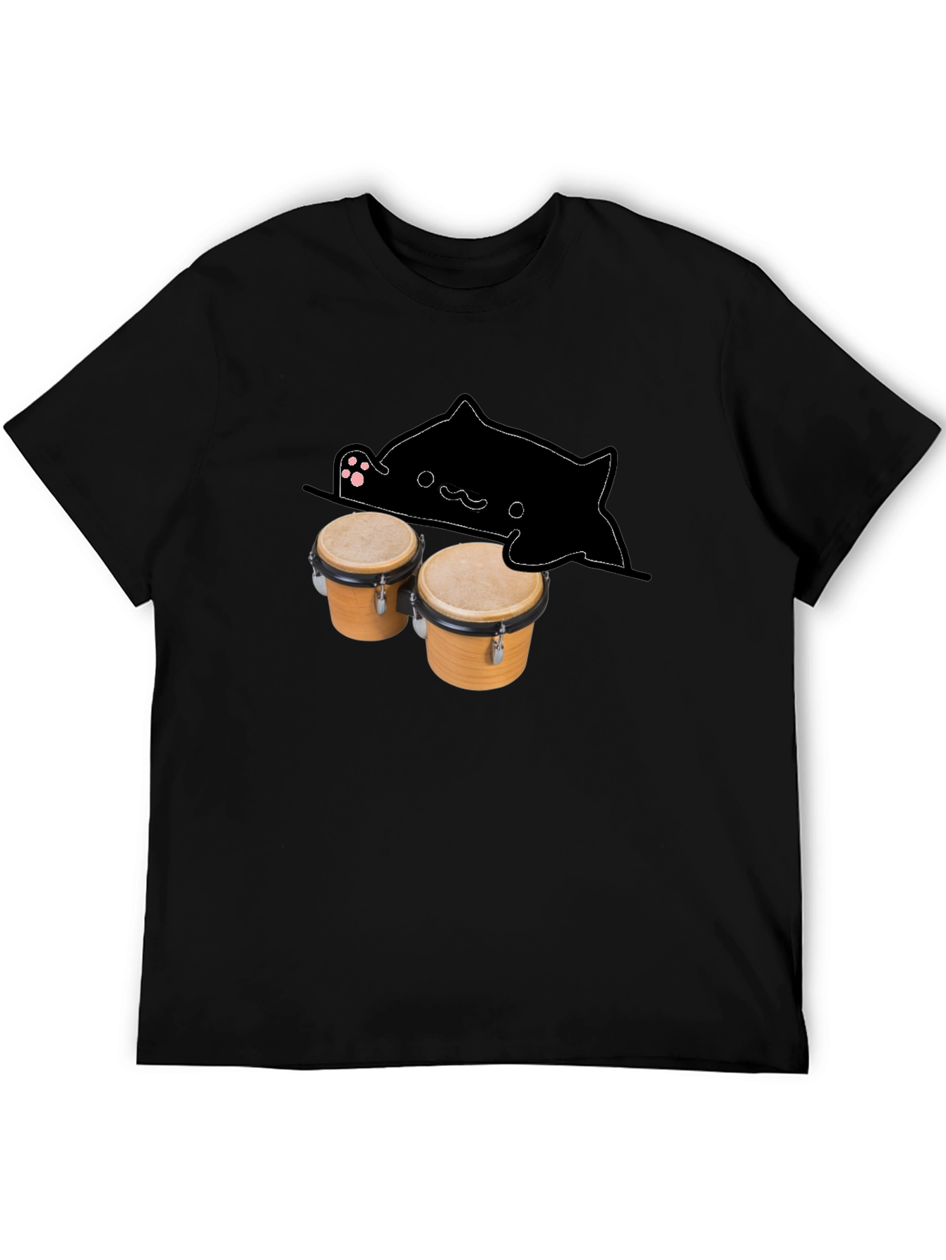 Bongo Cat Black T-Shirt - Musician Tee
