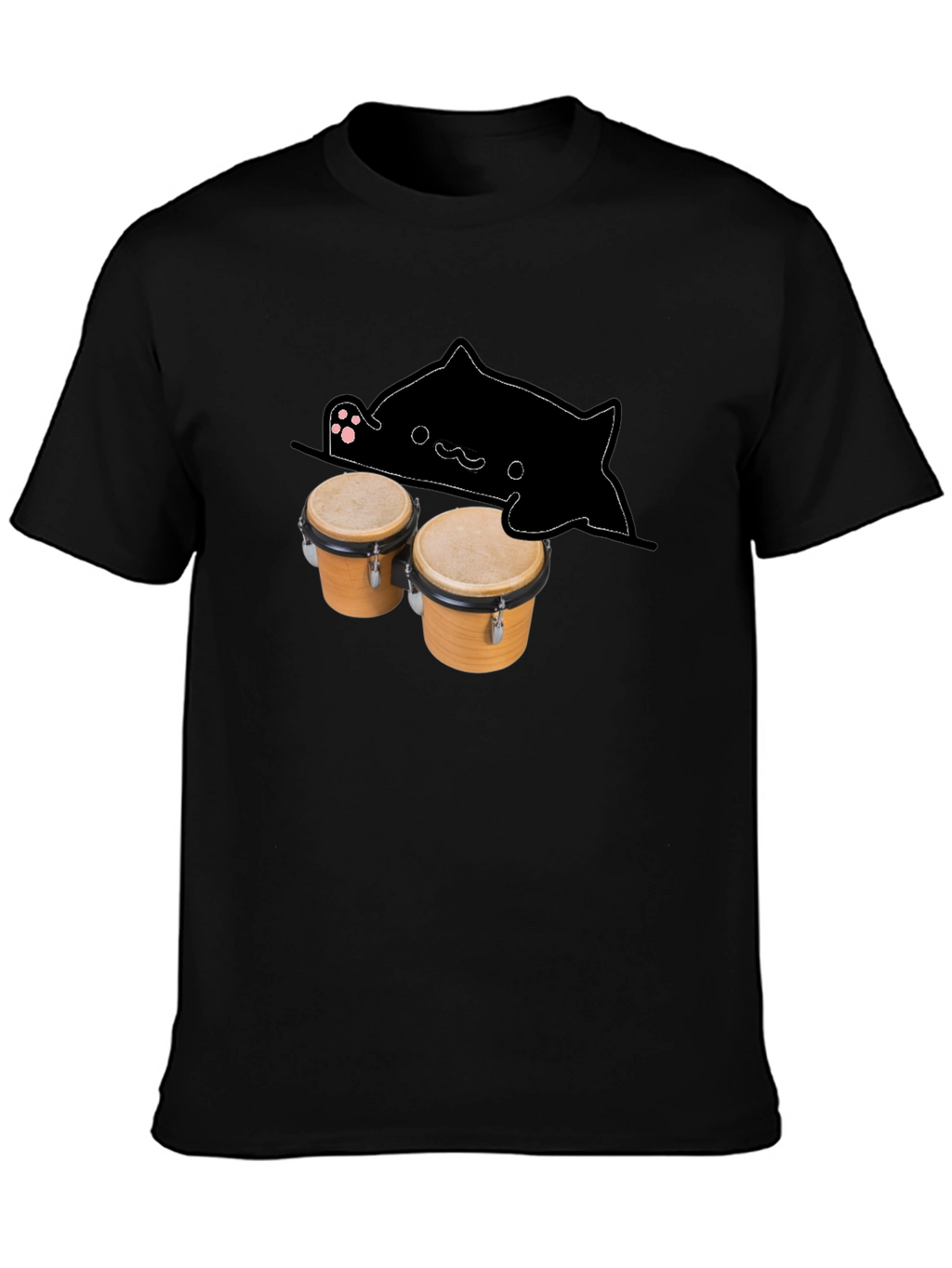 Bongo Cat Black T-Shirt - Musician Tee
