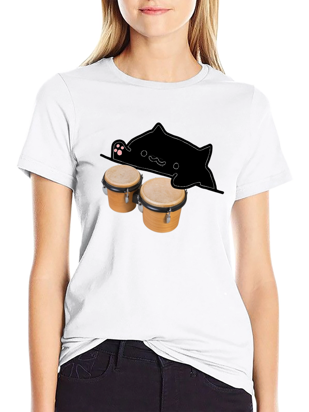 Bongo Cat Black T-Shirt - Musician Tee