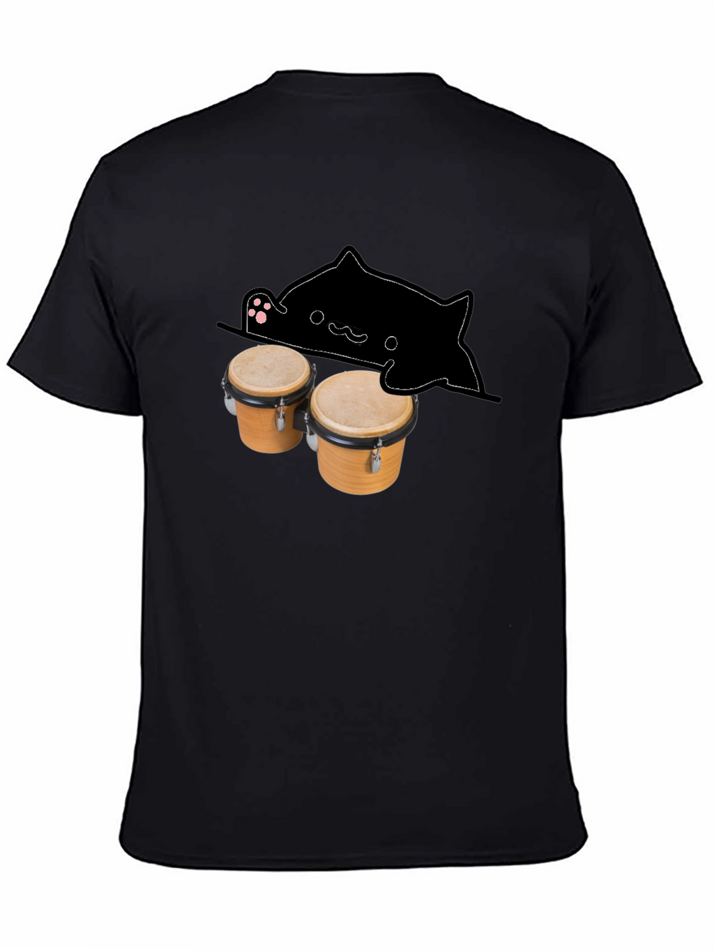Bongo Cat Black T-Shirt - Musician Tee
