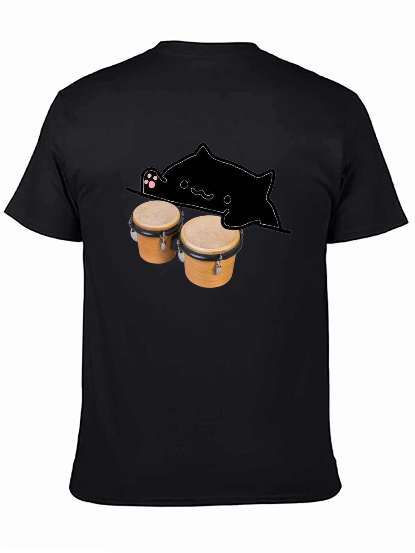Bongo Cat Black T-Shirt - Musician Tee