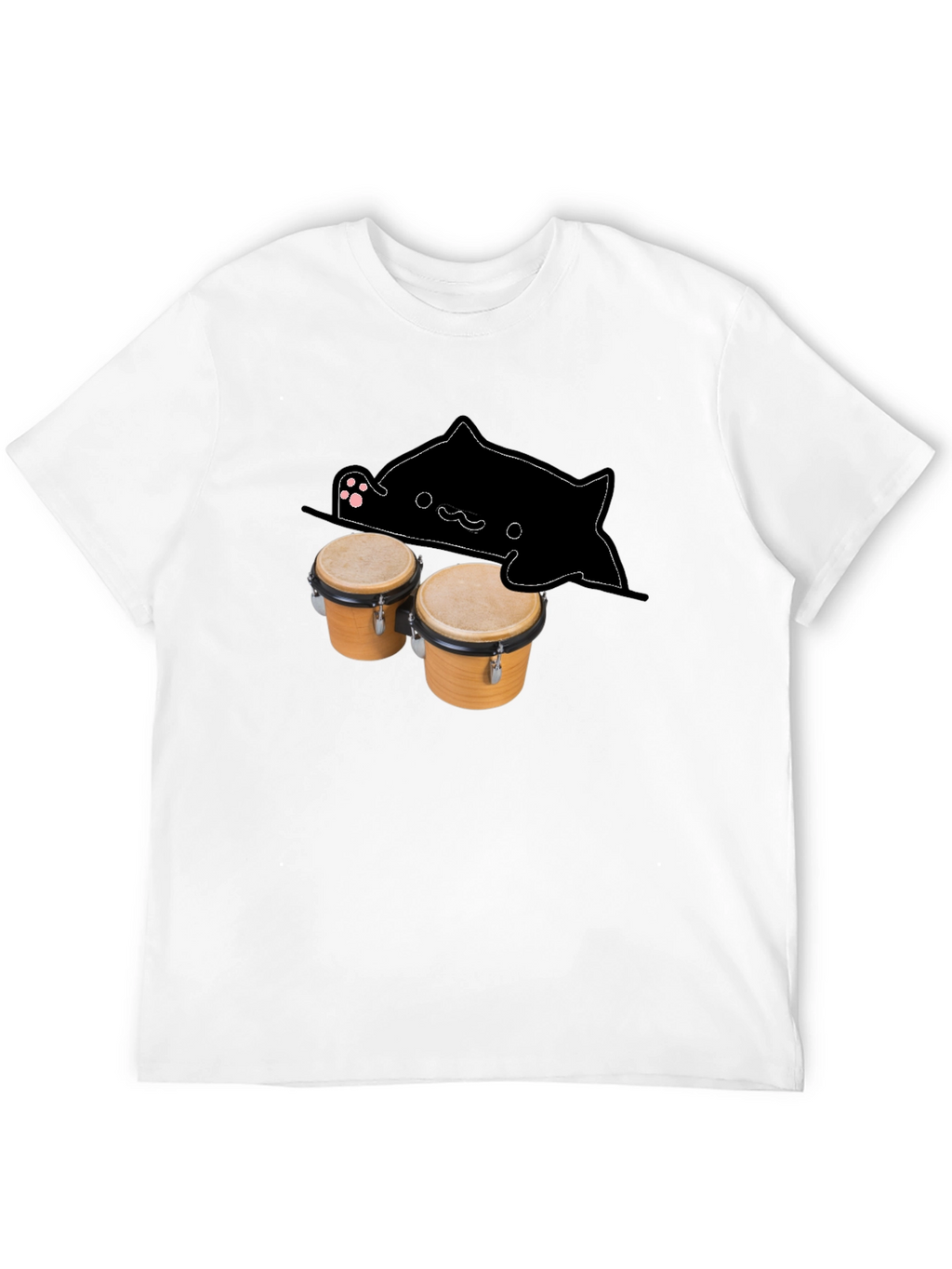 Bongo Cat Black T-Shirt - Musician Tee