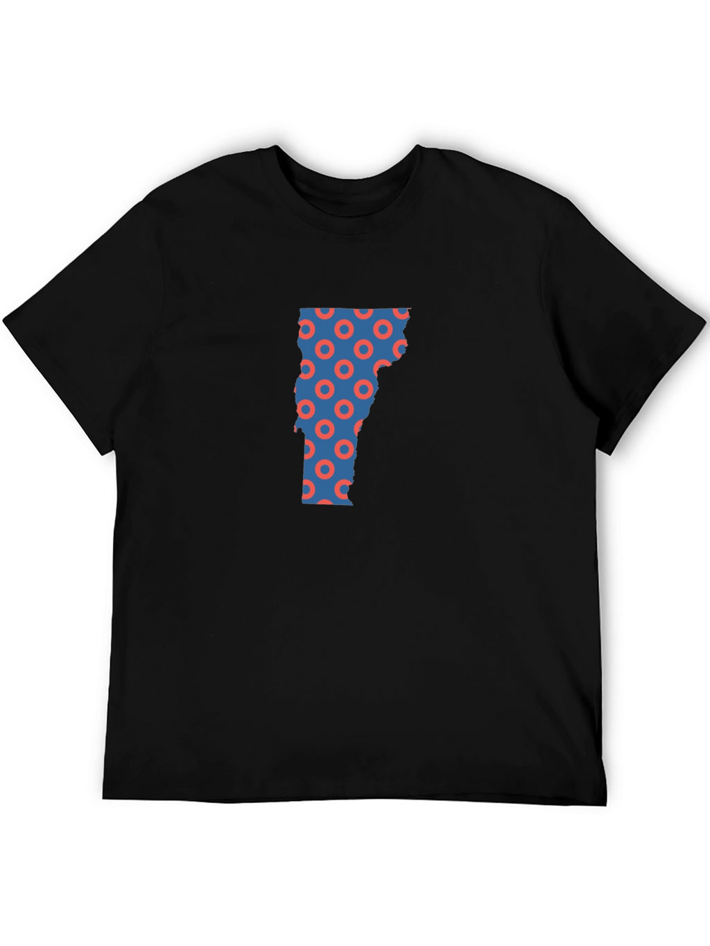Vermont State Donut Pattern Mens Black T-Shirt
