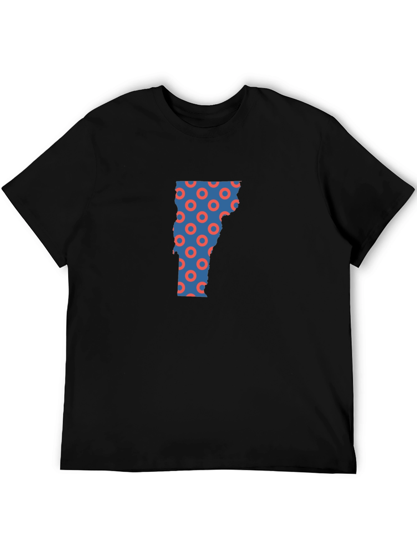 Vermont State Donut Pattern Mens Black T-Shirt