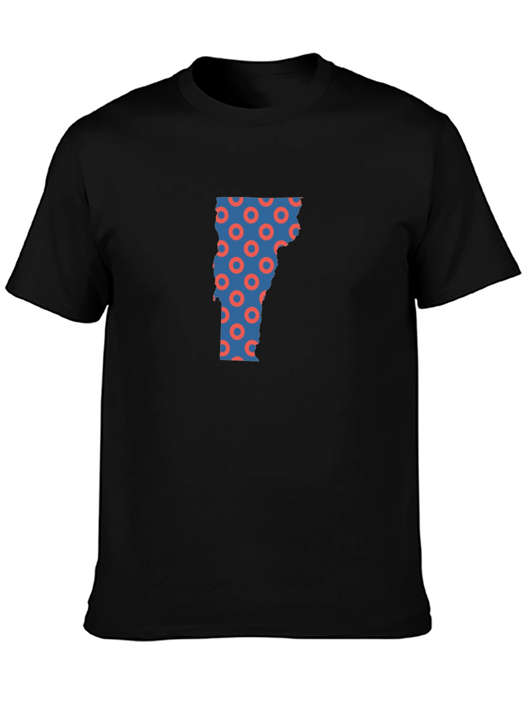 Vermont State Donut Pattern Mens Black T-Shirt