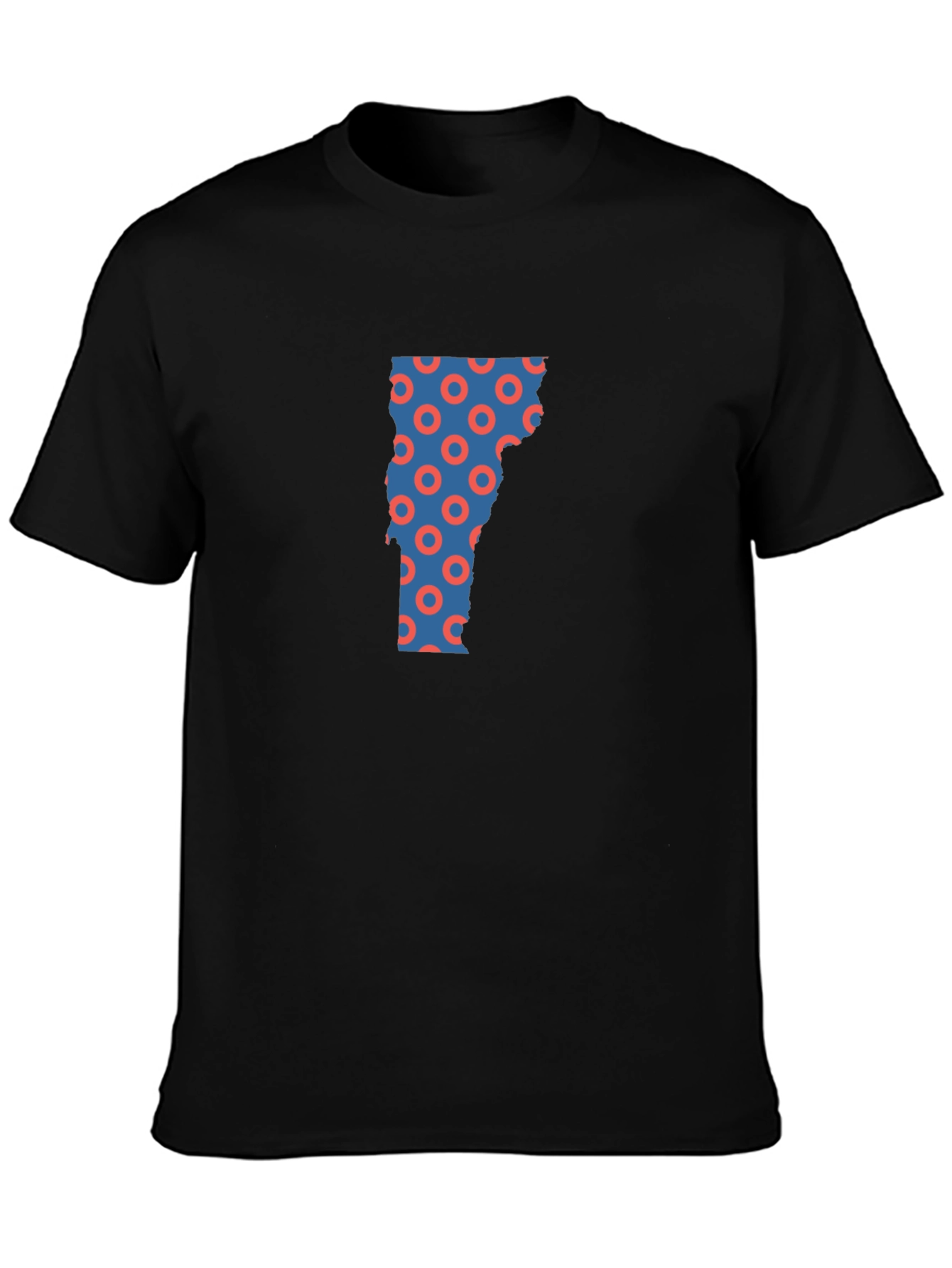 Vermont State Donut Pattern Mens Black T-Shirt