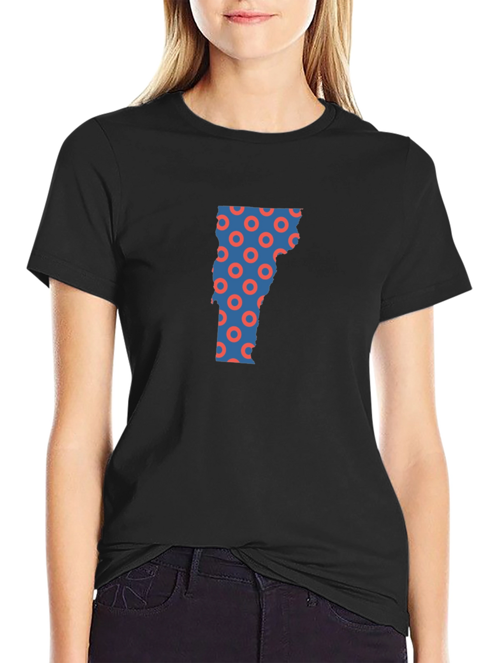 Vermont State Donut Pattern Mens Black T-Shirt