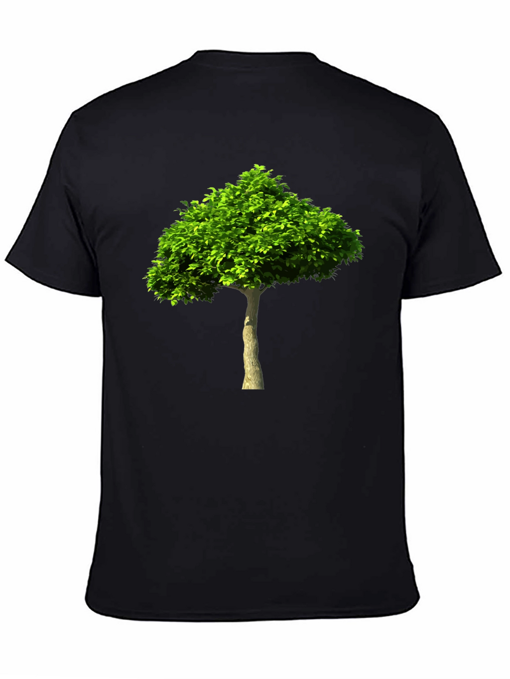 Green Tree Graphic Print Black T-Shirt