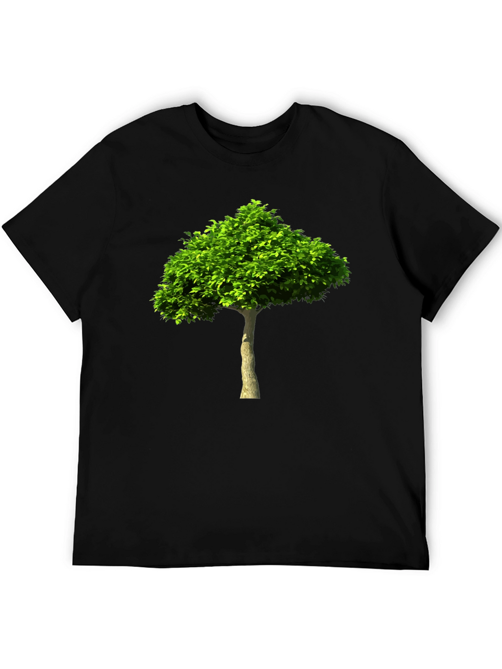 Green Tree Graphic Print Black T-Shirt
