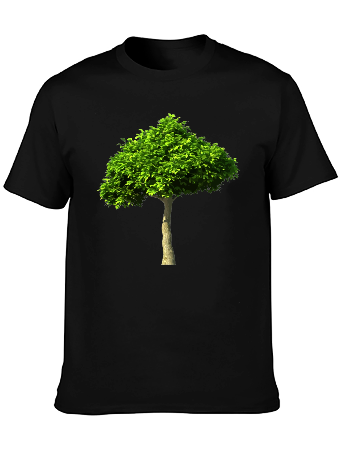 Green Tree Graphic Print Black T-Shirt