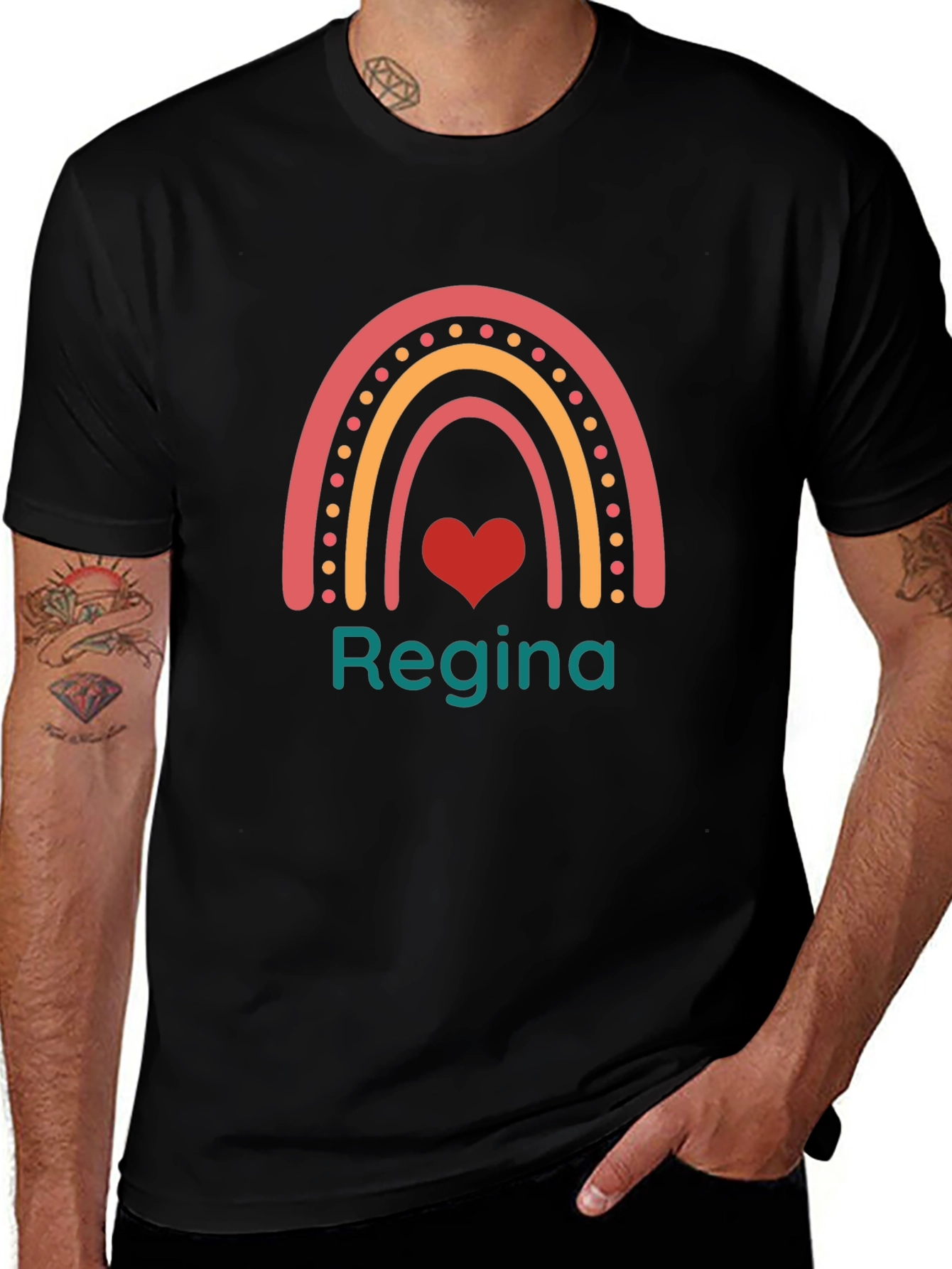 Personalized Rainbow Heart T-Shirt - Regina