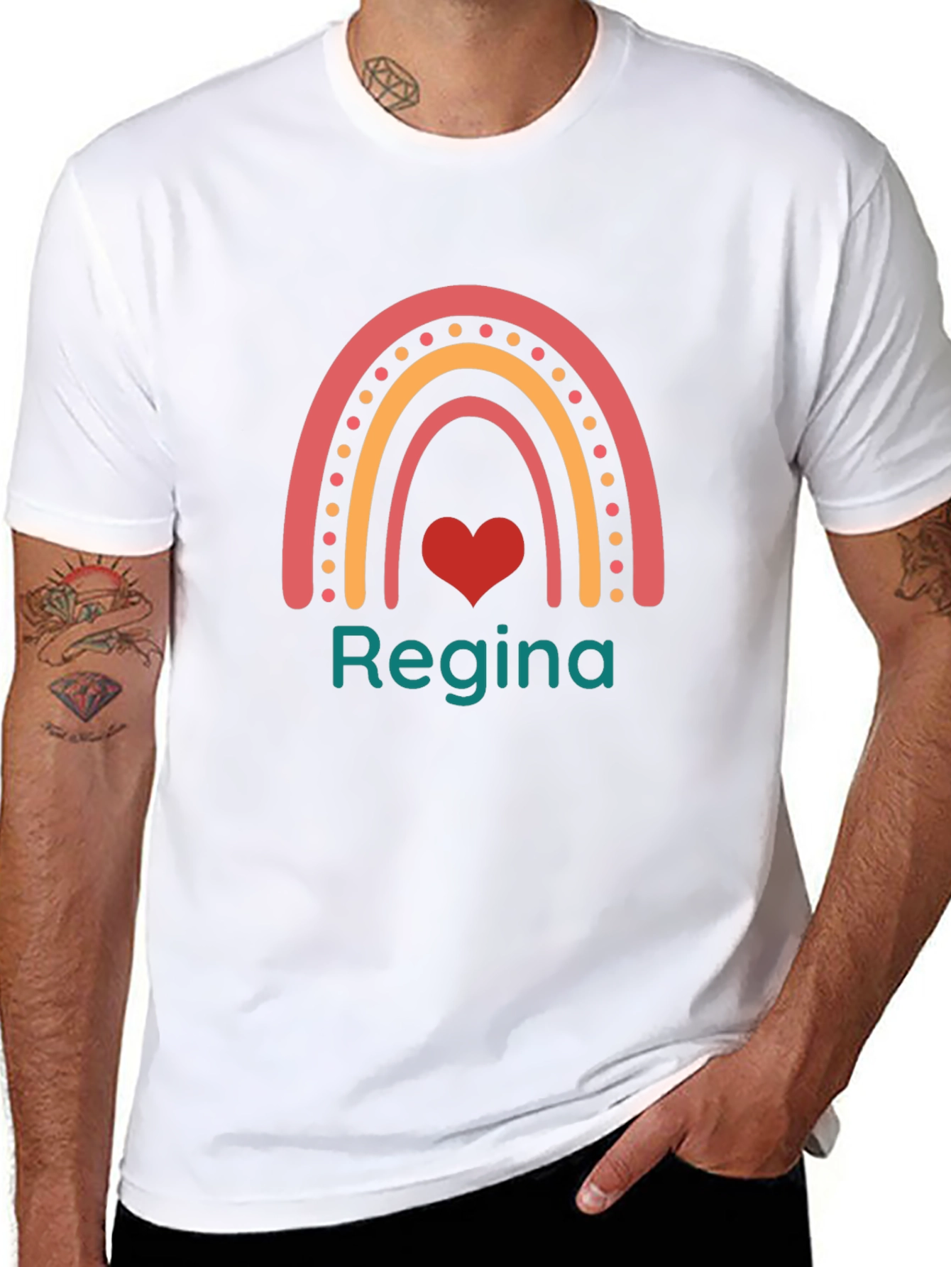Personalized Rainbow Heart T-Shirt - Regina