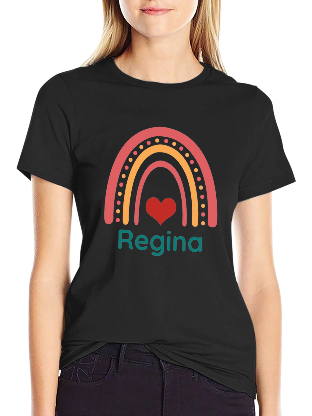 Personalized Rainbow Heart T-Shirt - Regina