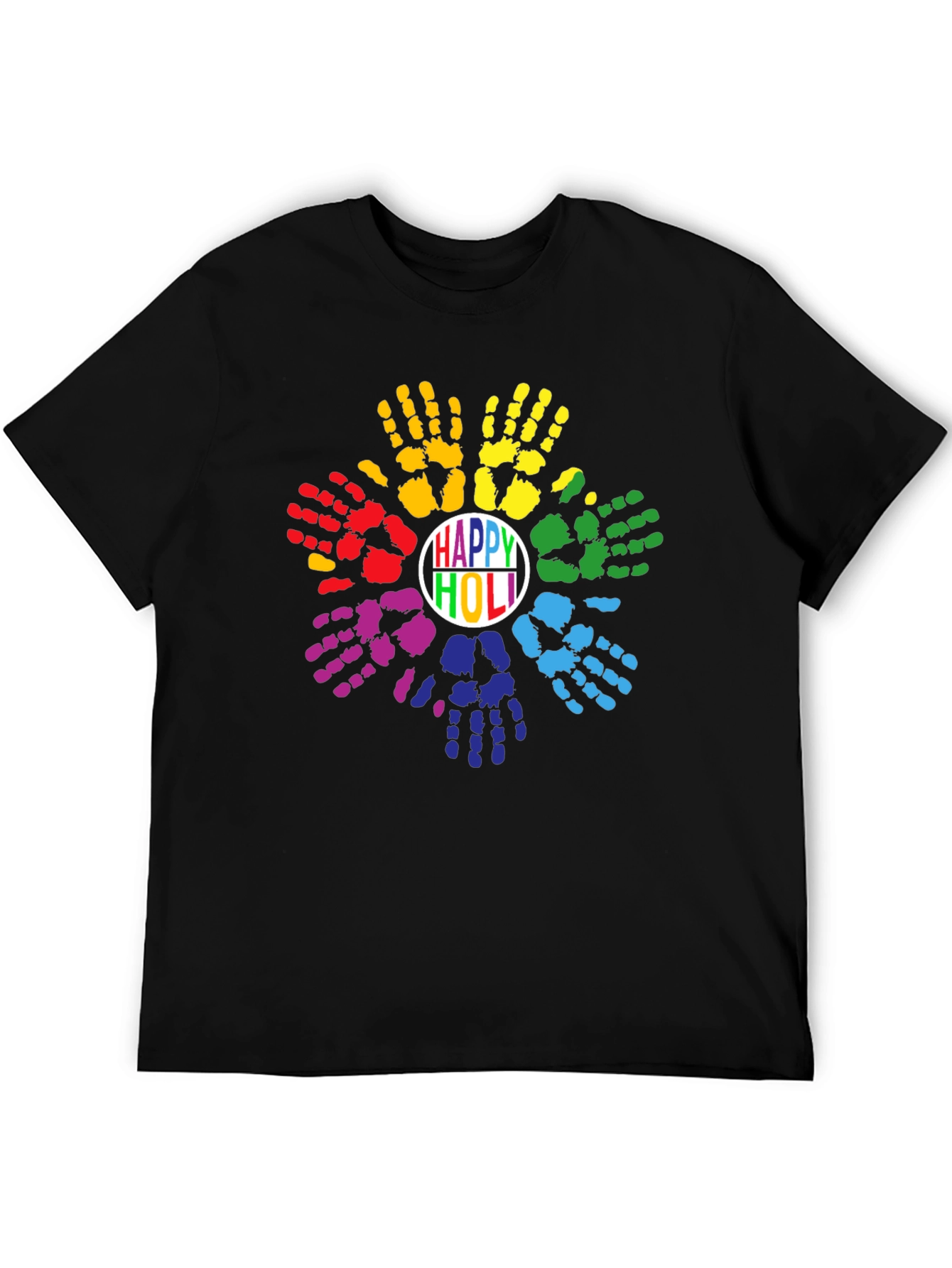 Happy Holi Colorful Handprint T-Shirt