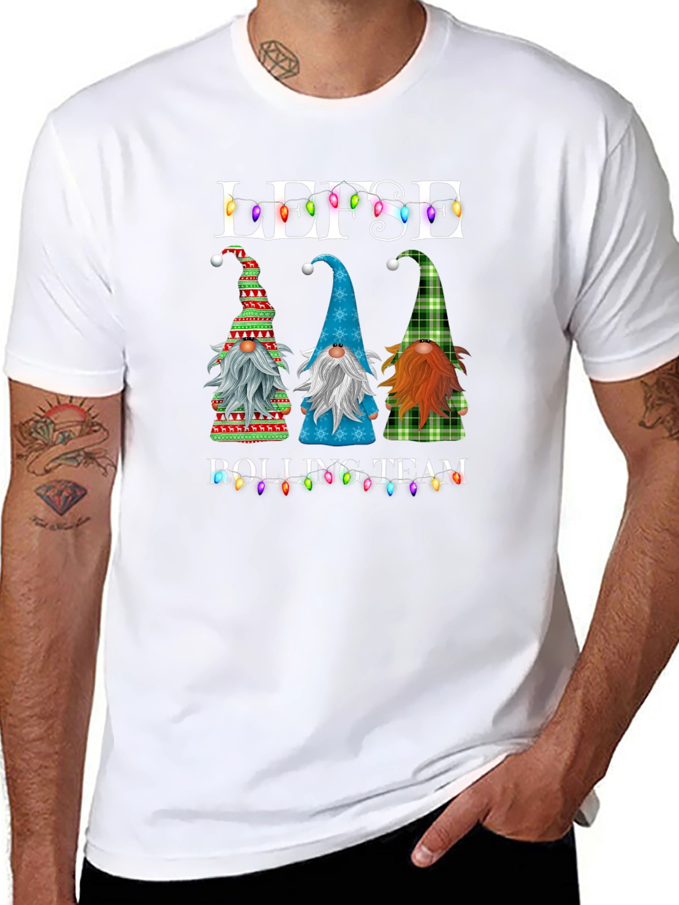 Lefse Rolling Team Gnome Christmas T-Shirt