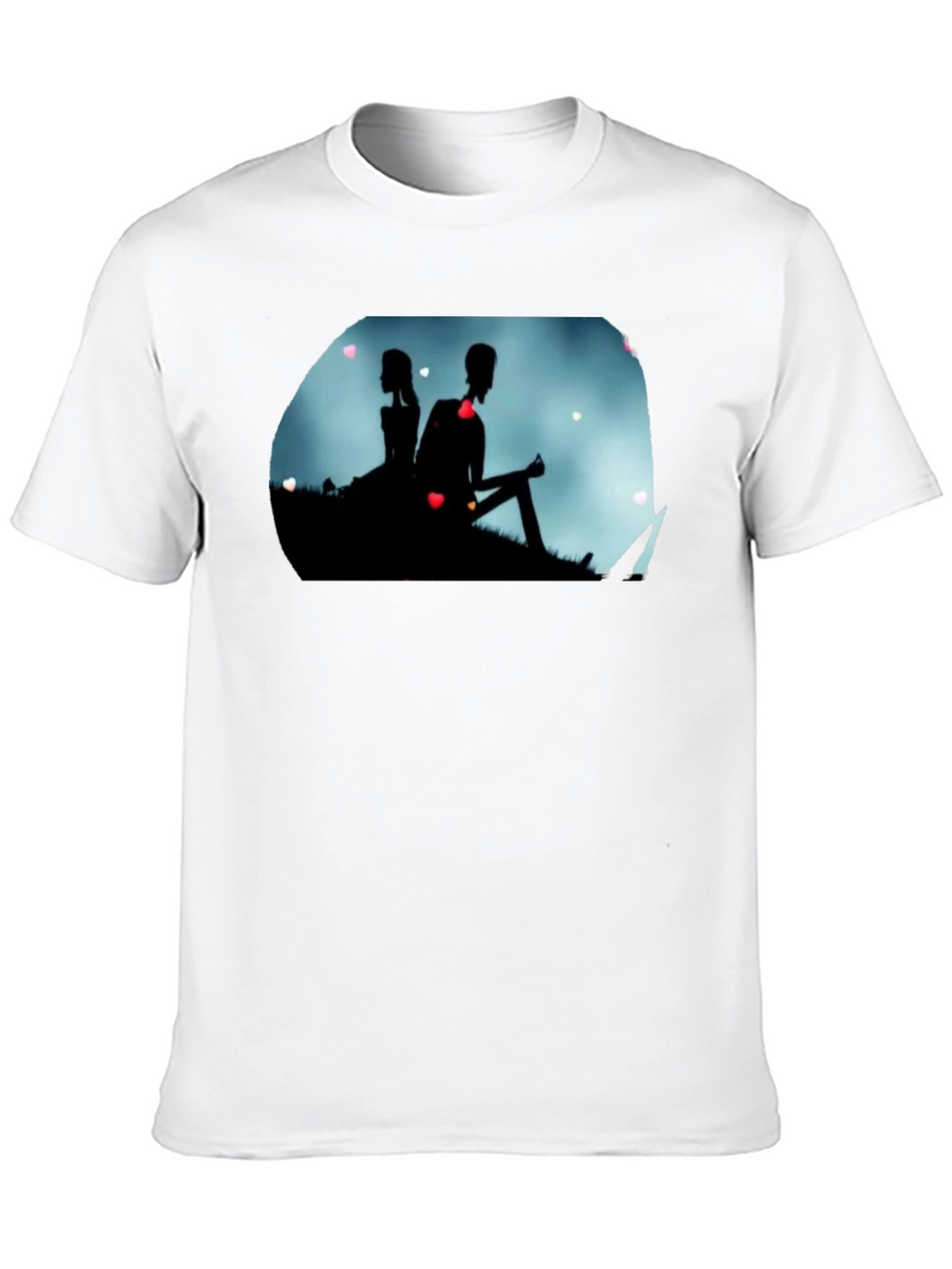 Silhouette Couple Heart Graphic Black Tee