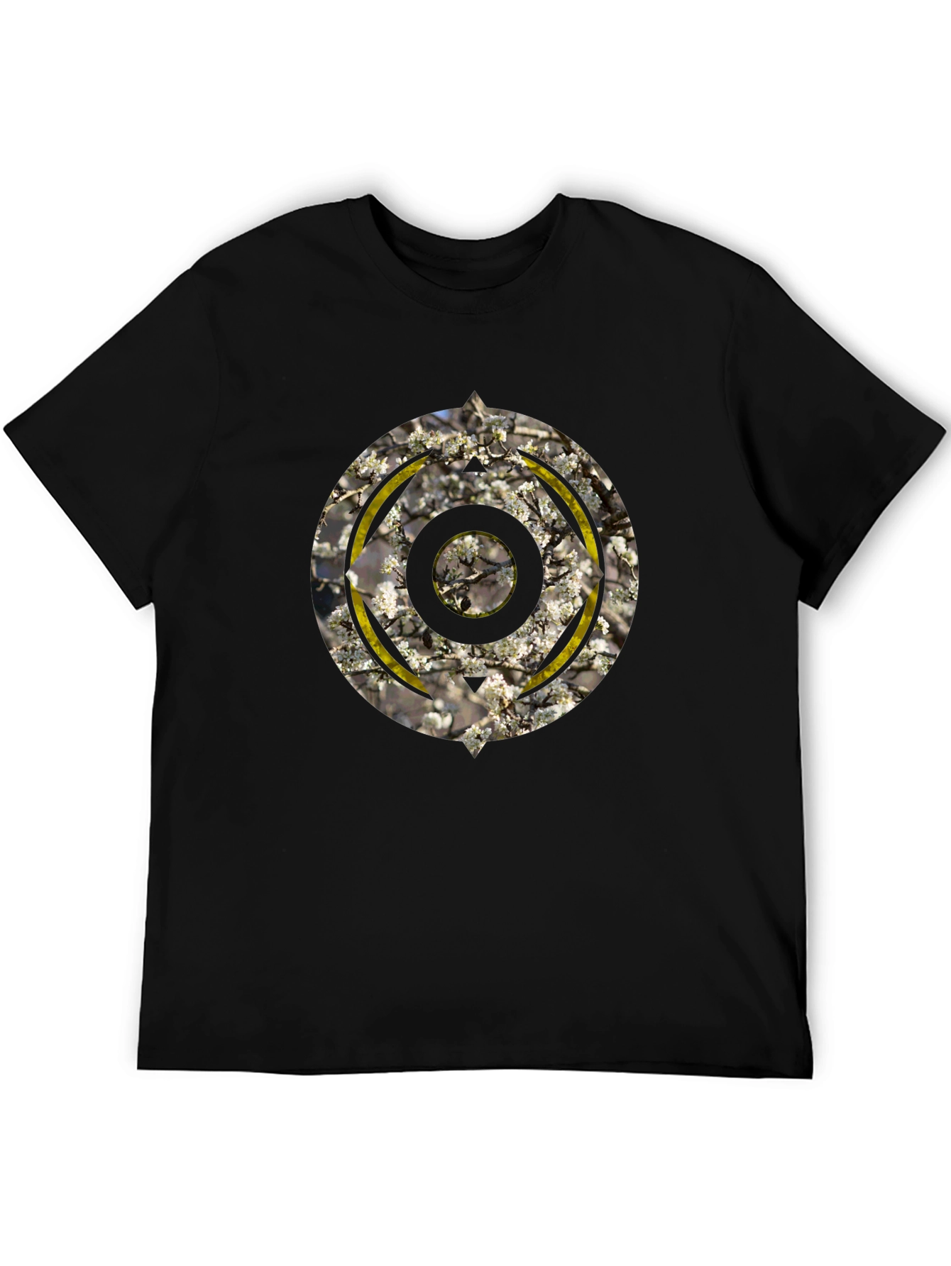 Abstract Geometric Graphic Print Mens Black T-Shirt