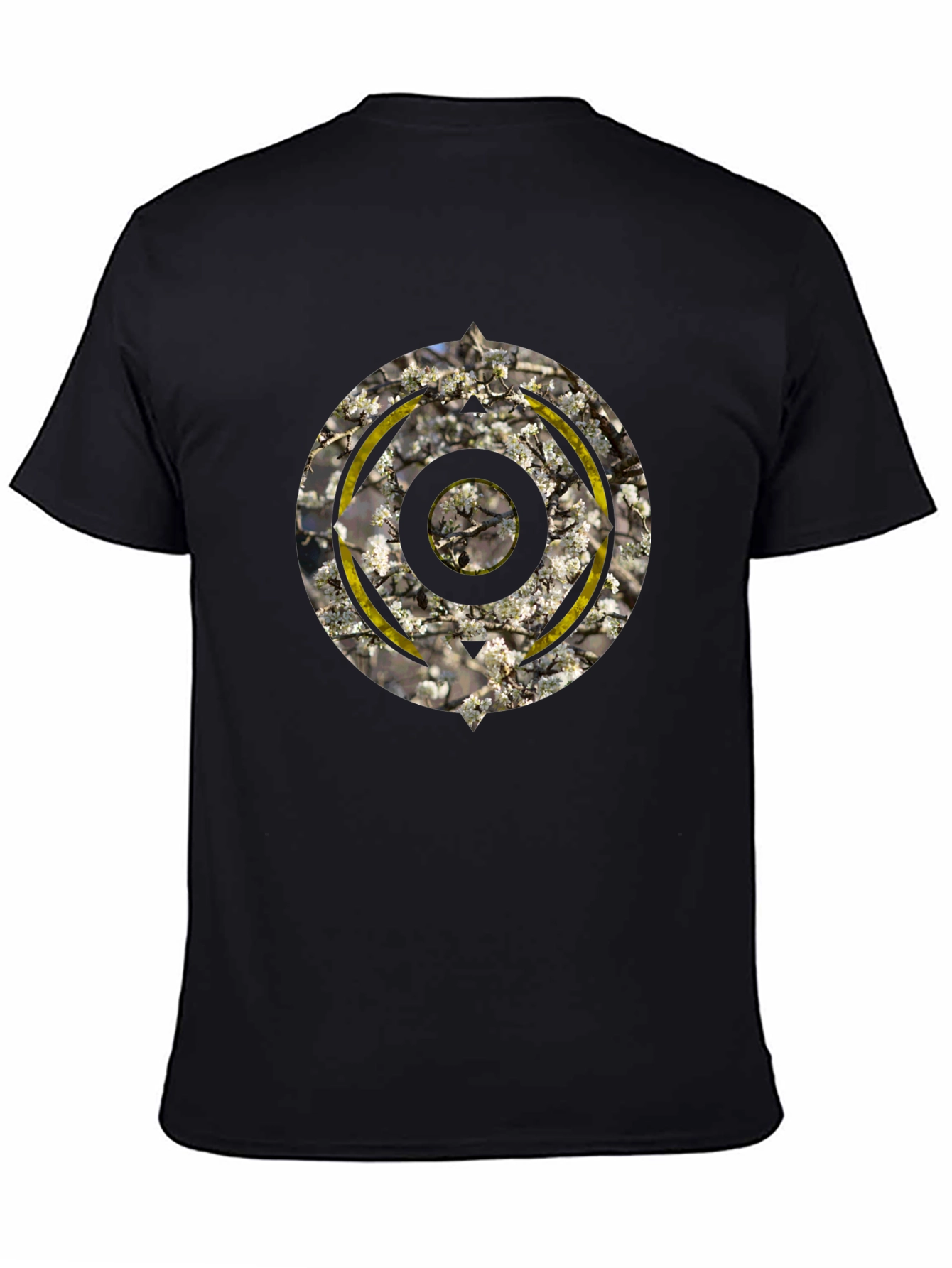 Abstract Geometric Graphic Print Mens Black T-Shirt