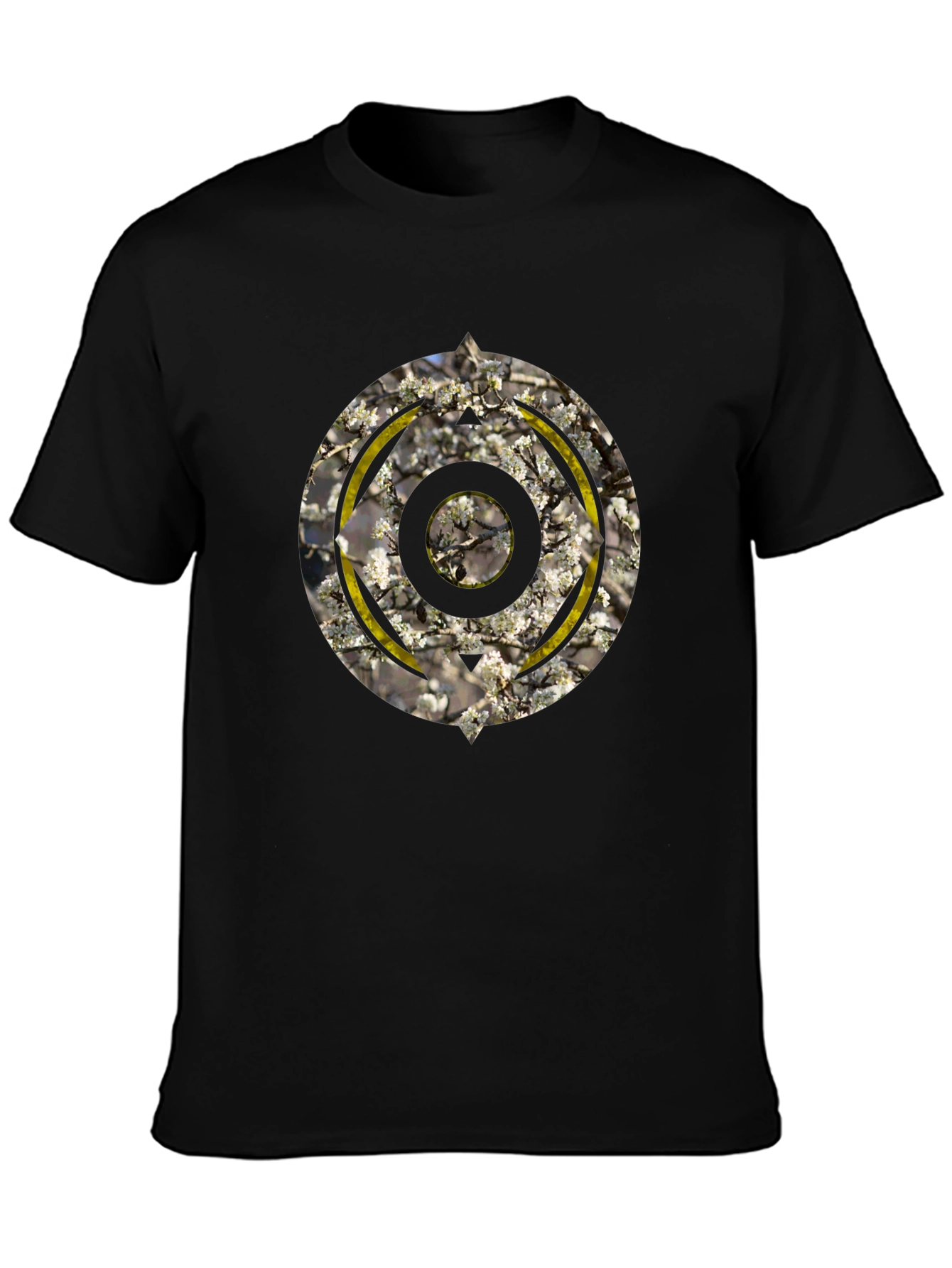 Abstract Geometric Graphic Print Mens Black T-Shirt