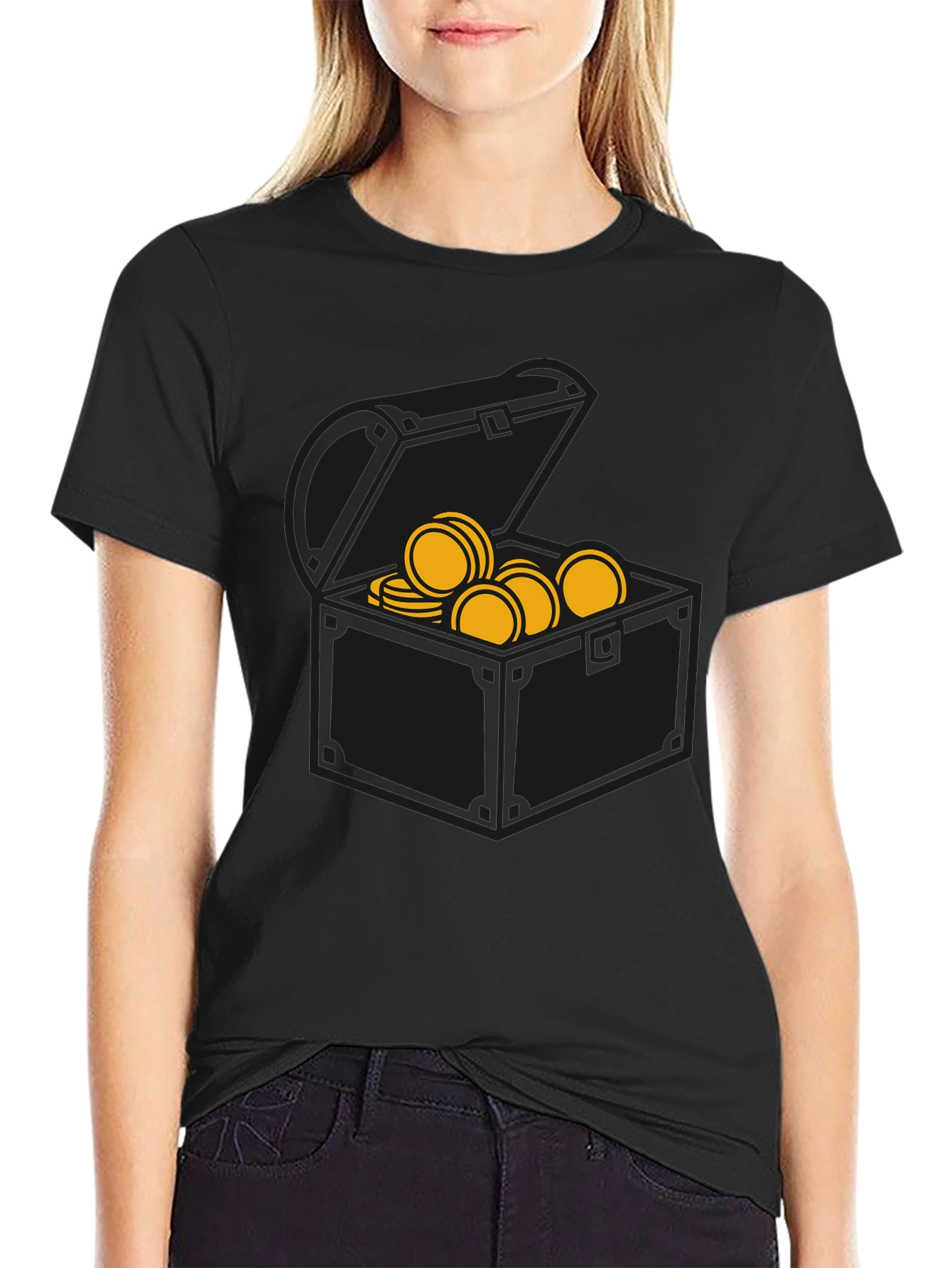 Pirate Treasure Chest Graphic Tee - Black