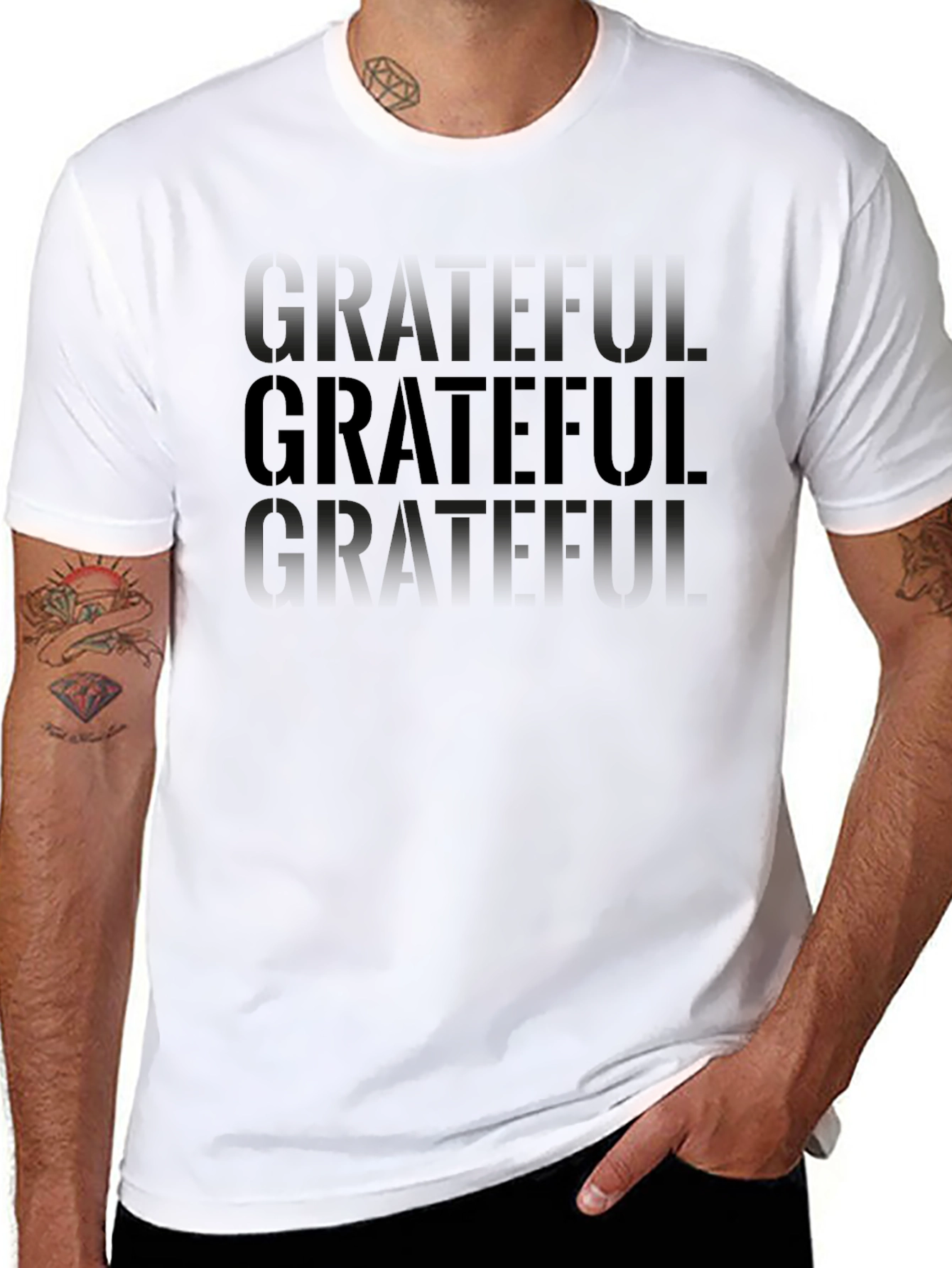 Grateful Graphic Tee - Mens Black Crew Neck T-Shirt