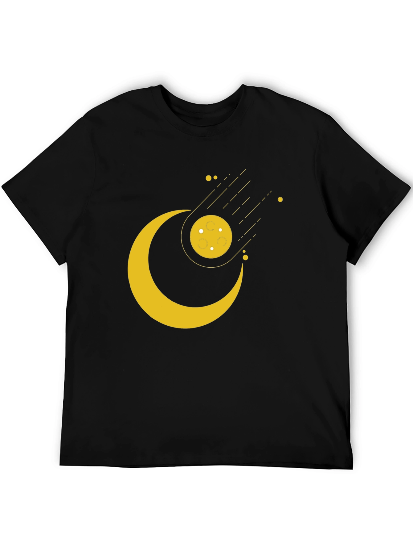 Cosmic Crescent Moon Black T-Shirt