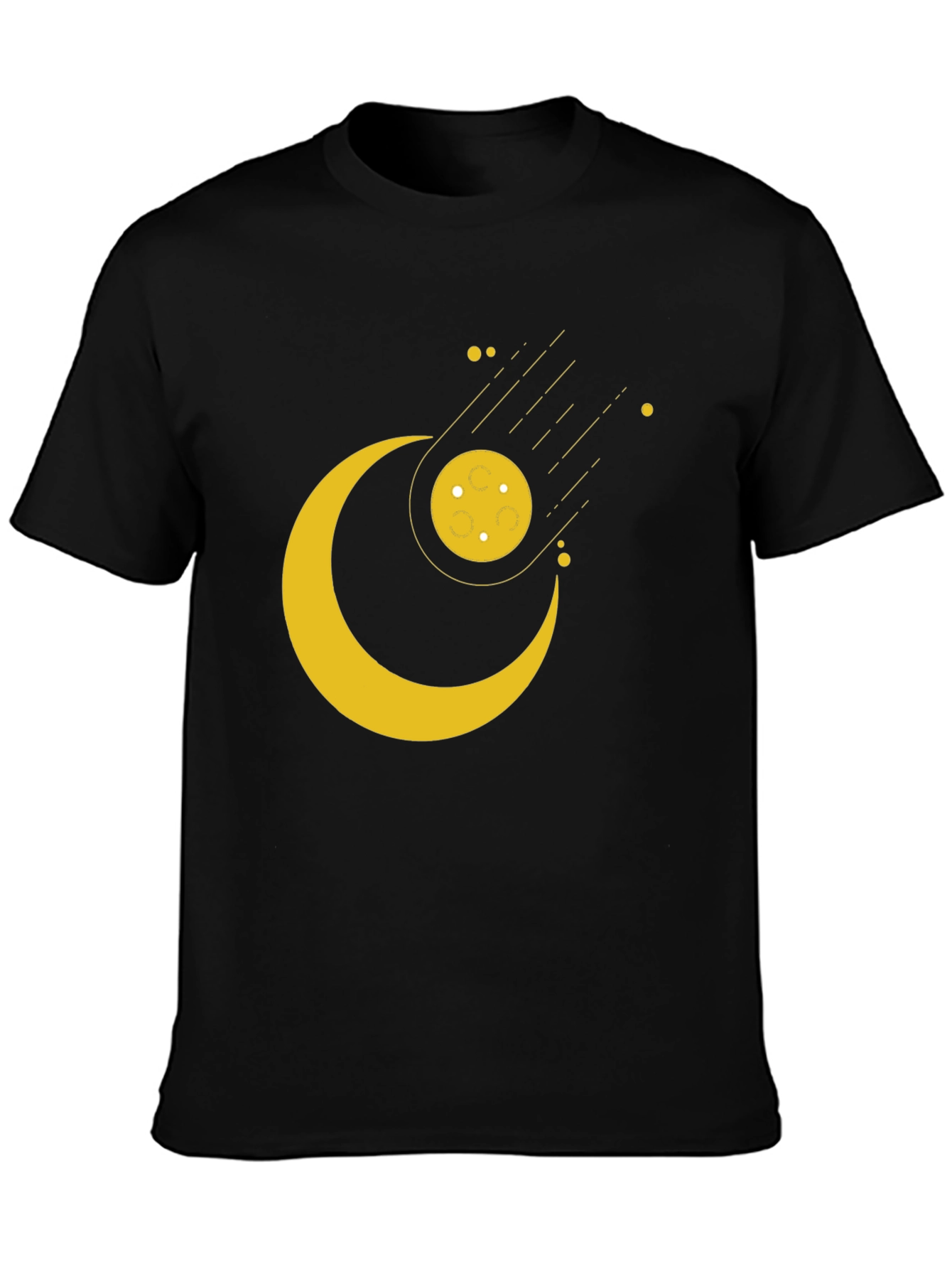 Cosmic Crescent Moon Black T-Shirt
