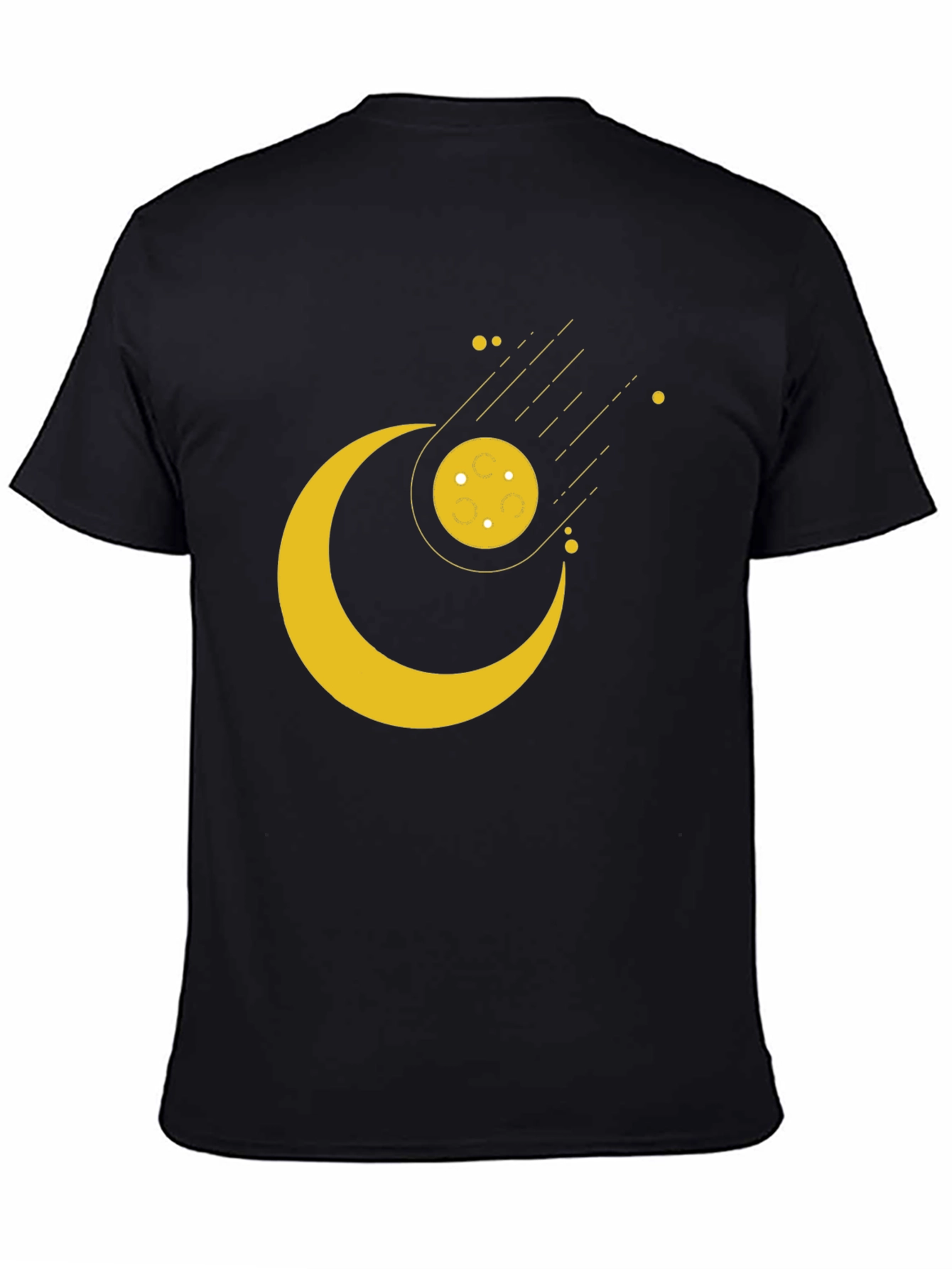 Cosmic Crescent Moon Black T-Shirt