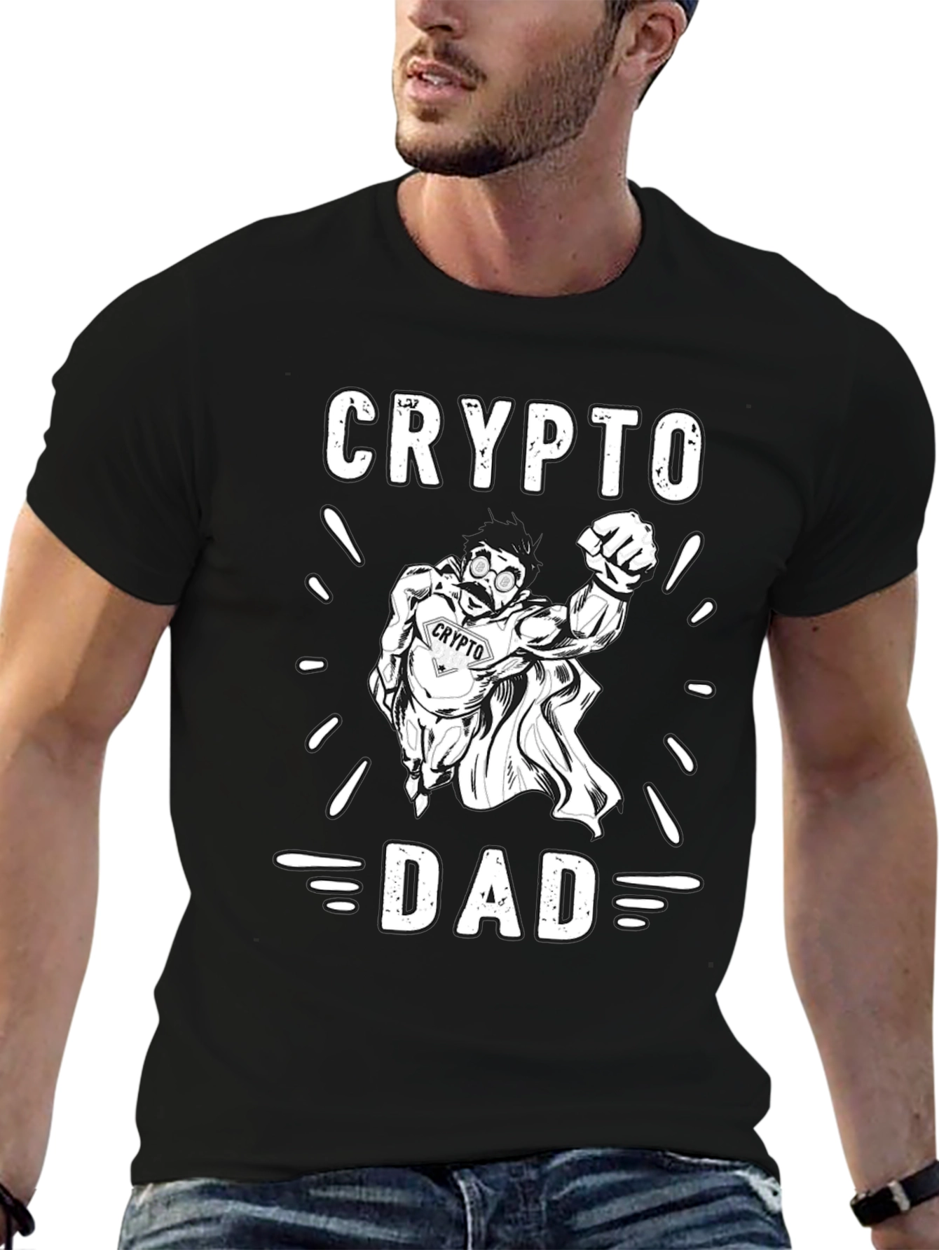 Crypto Dad T-Shirt - Superhero Bitcoin Father Tee