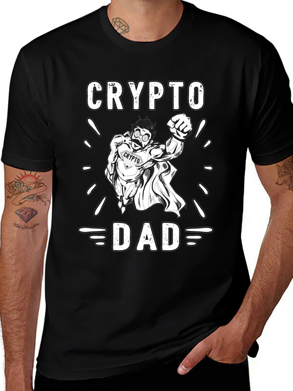 Crypto Dad T-Shirt - Superhero Bitcoin Father Tee