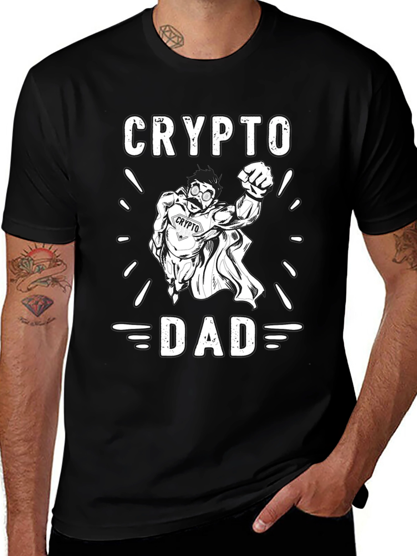 Crypto Dad T-Shirt - Superhero Bitcoin Father Tee