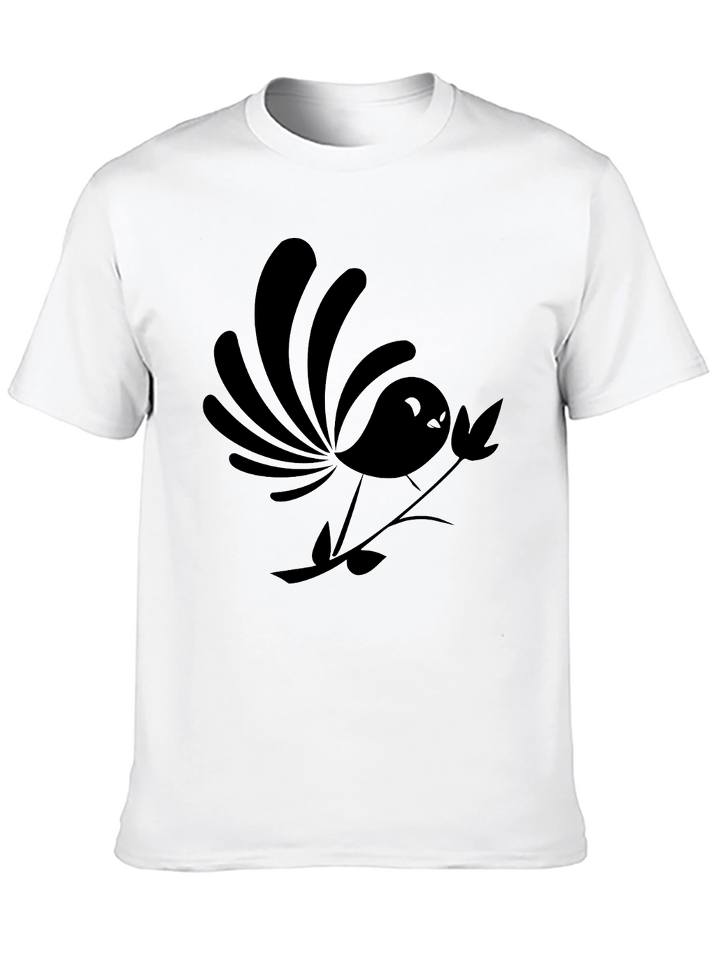 Stylized Bird Graphic Black T-Shirt