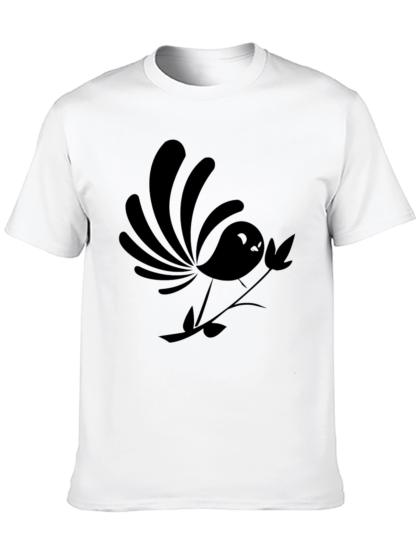 Stylized Bird Graphic Black T-Shirt
