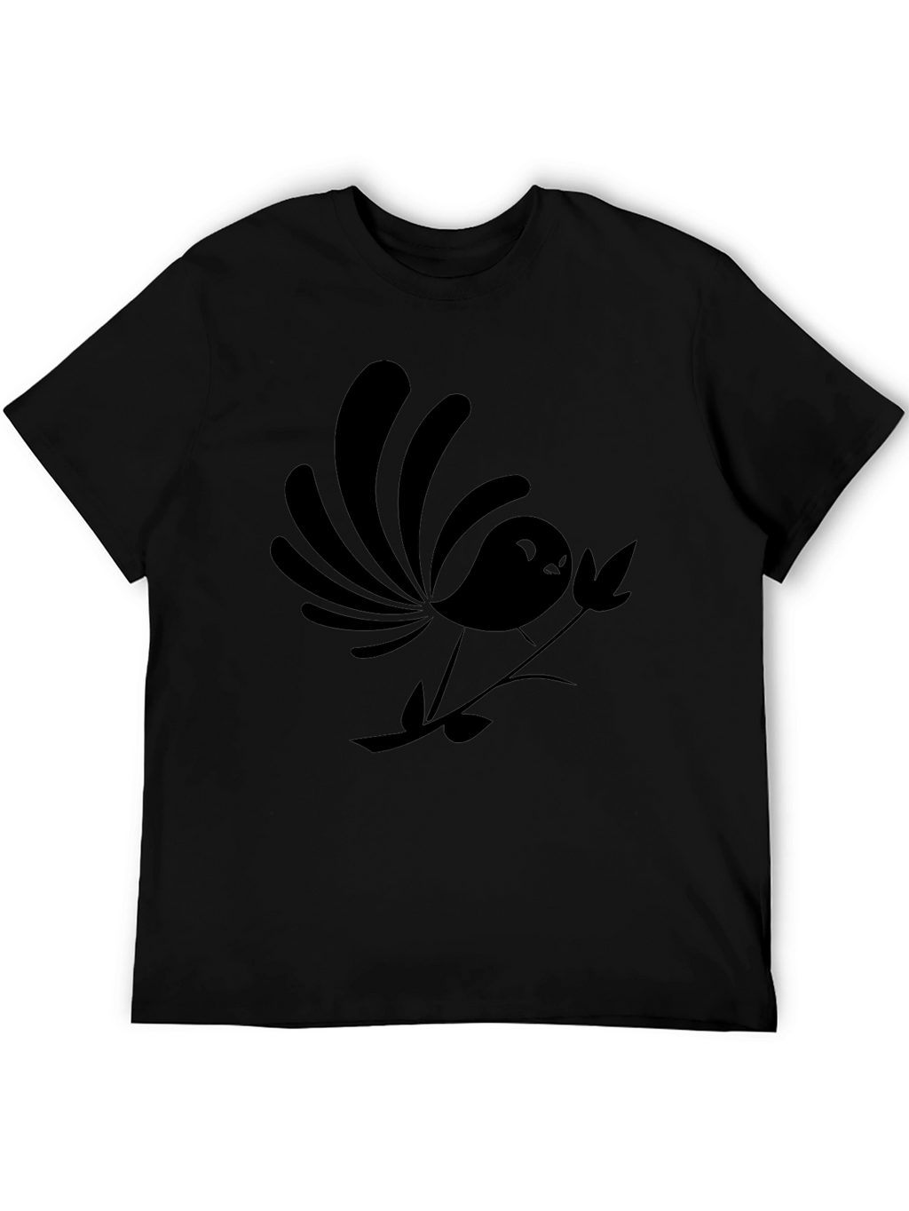 Stylized Bird Graphic Black T-Shirt