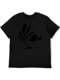 Stylized Bird Graphic Black T-Shirt