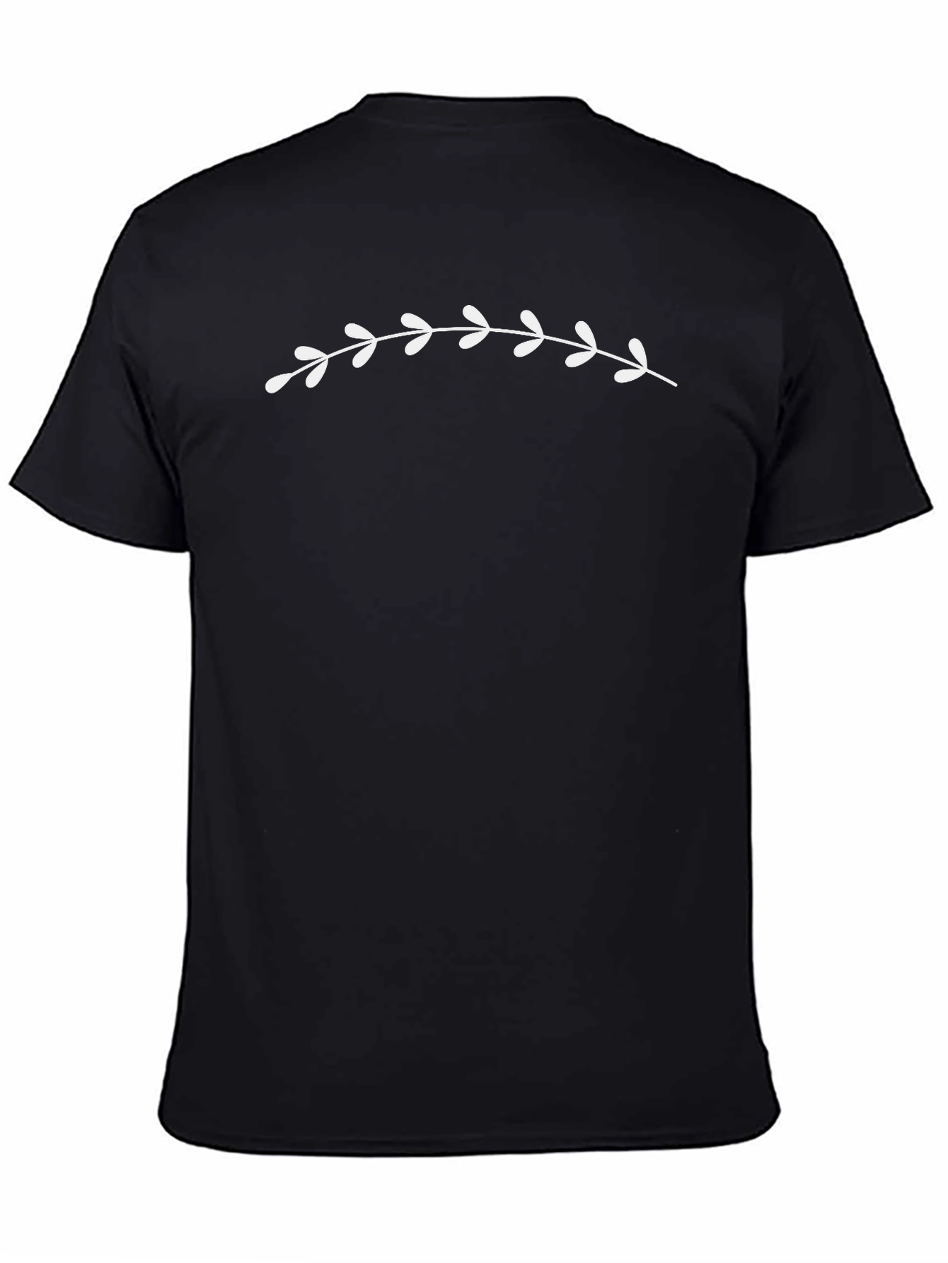 Minimalist Leaf Vine Graphic Black T-Shirt