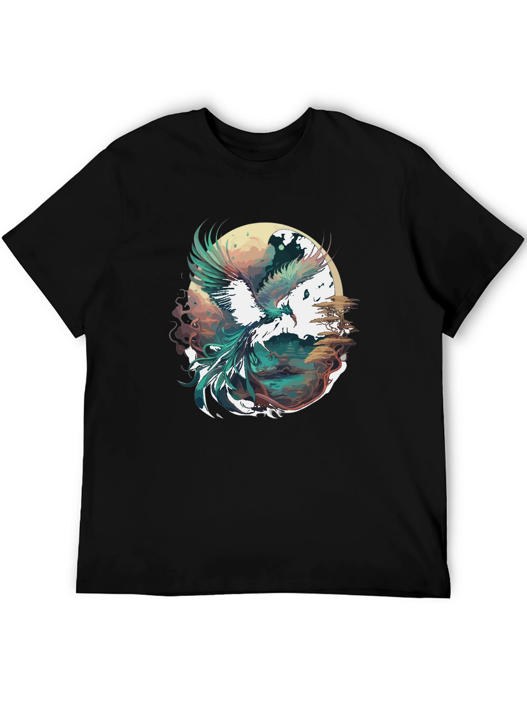 Phoenix Graphic Print Black T-Shirt