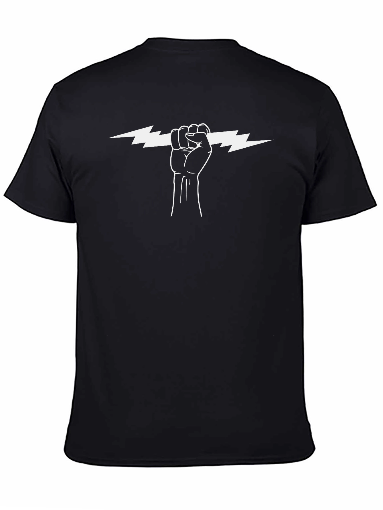 Lightning Bolt Fist Graphic Tee - Black Cotton T-Shirt