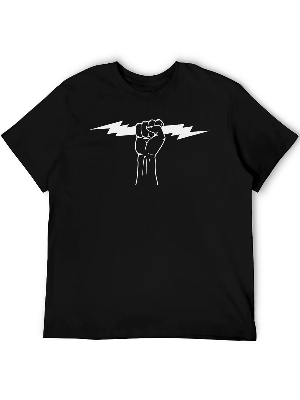 Lightning Bolt Fist Graphic Tee - Black Cotton T-Shirt