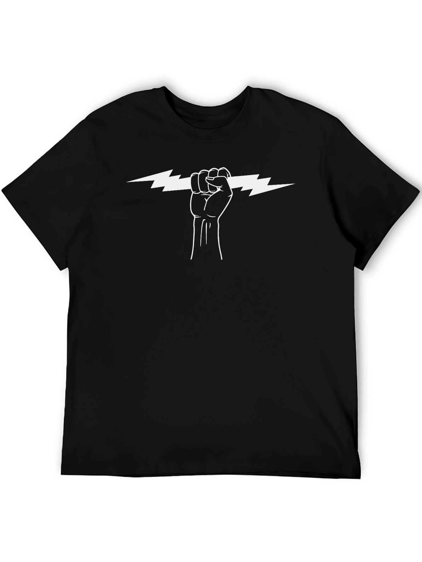 Lightning Bolt Fist Graphic Tee - Black Cotton T-Shirt