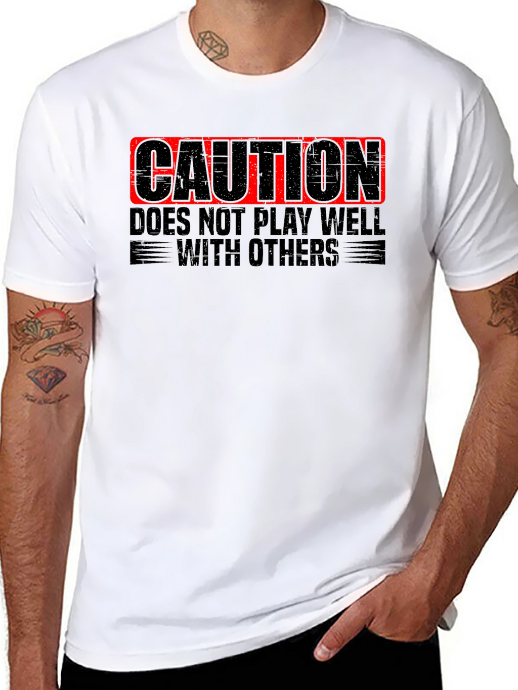 Caution: Doesnt Play Well with Others - Novelty T-Shirt