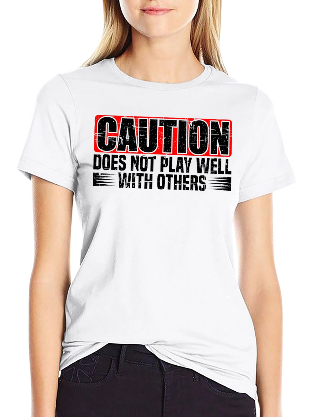 Caution: Doesnt Play Well with Others - Novelty T-Shirt