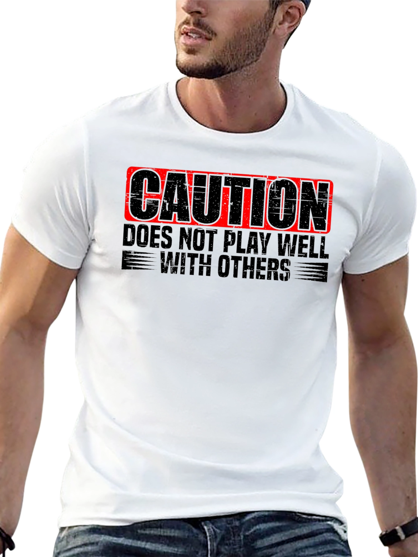 Caution: Doesnt Play Well with Others - Novelty T-Shirt